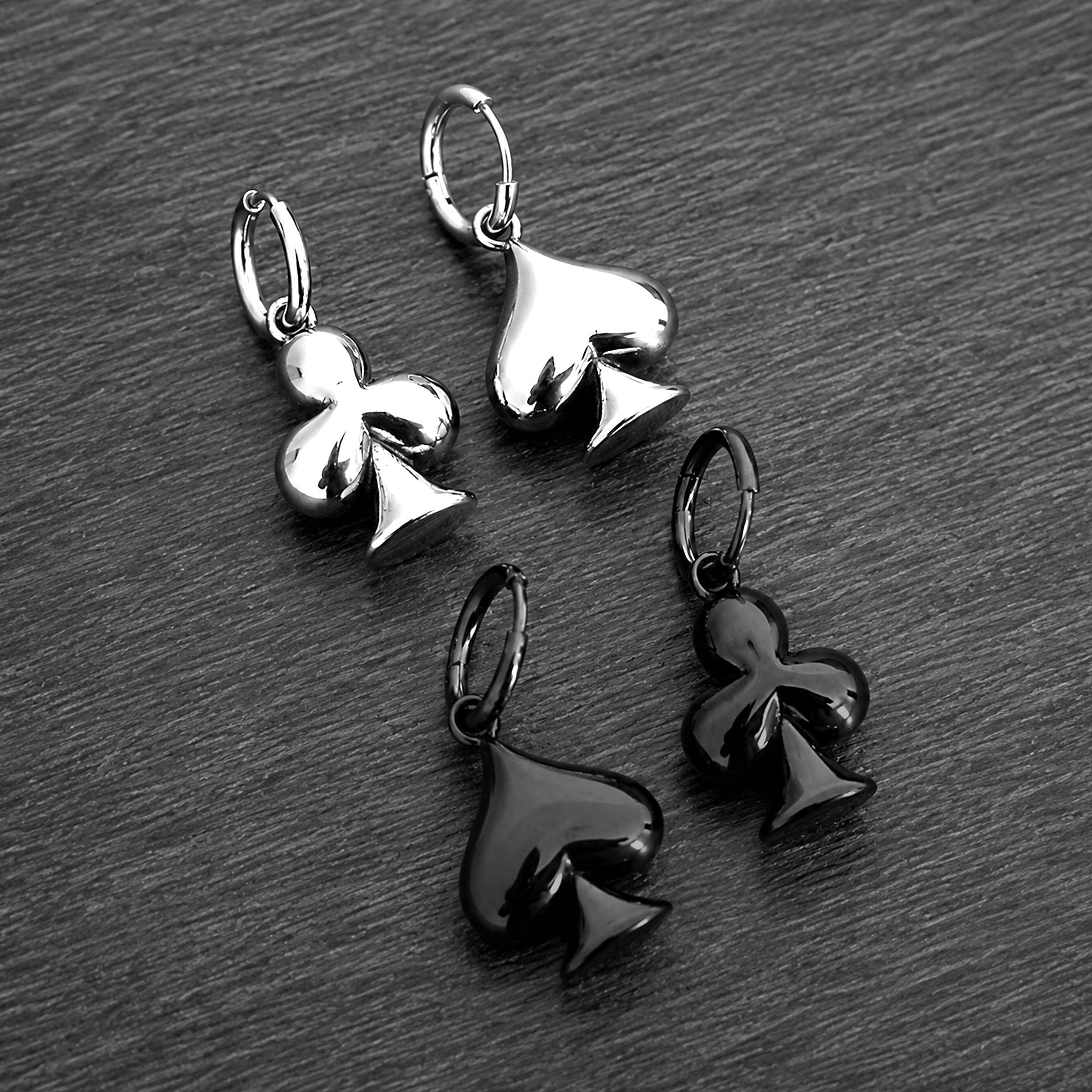 Mismatched Spade & Club Hoop Earrings