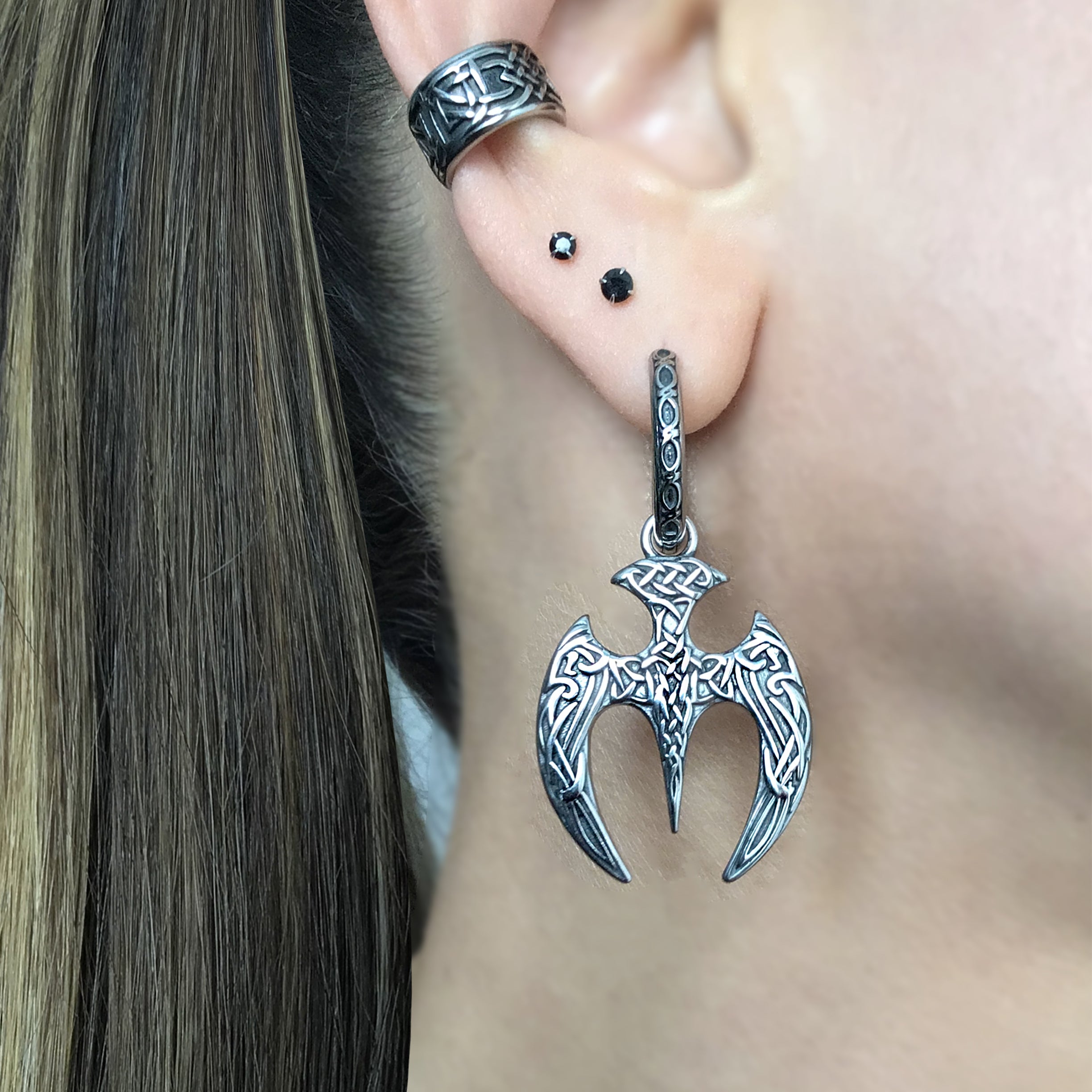 Celtic Trident hoop earrings