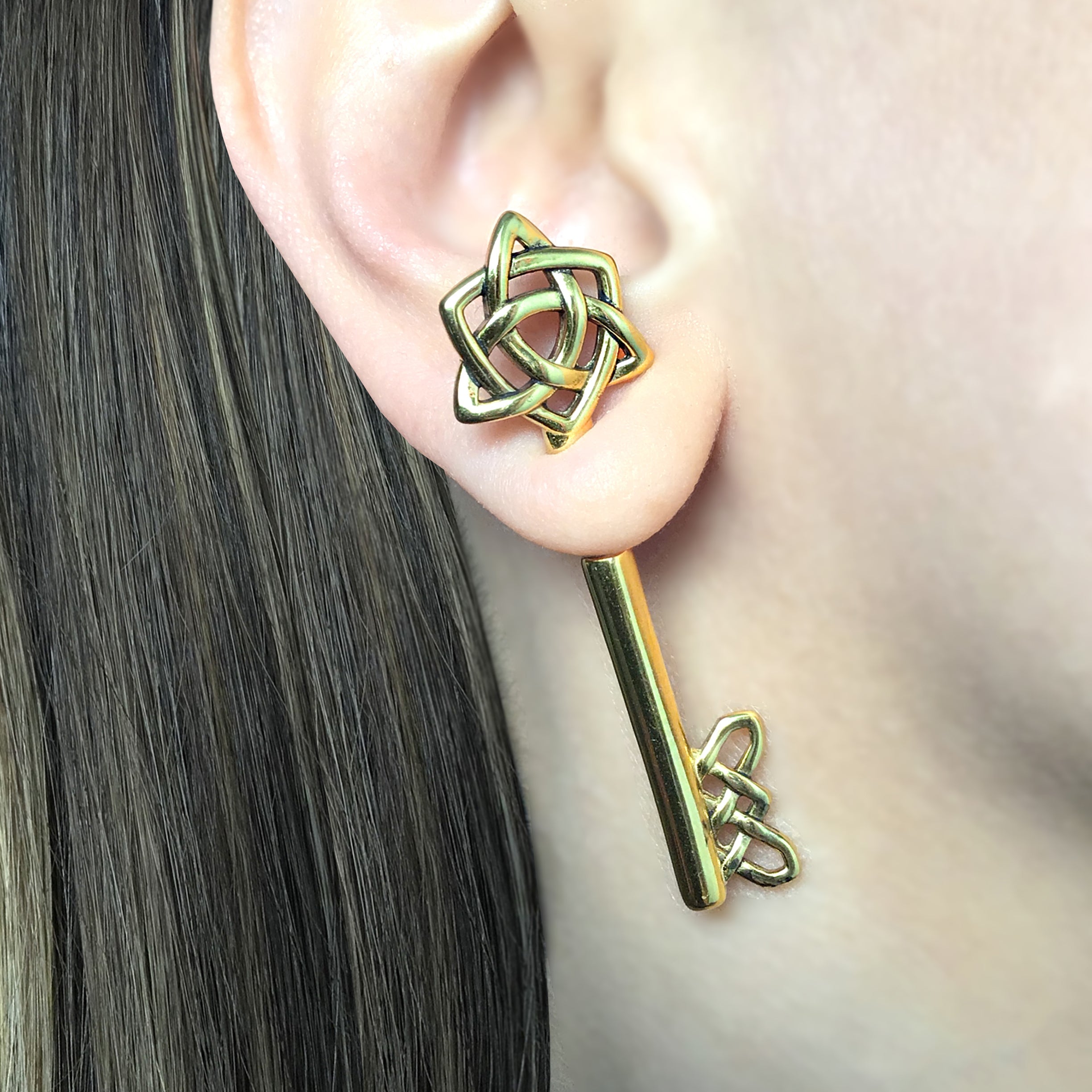 Celtic Key ear jacket in Silver