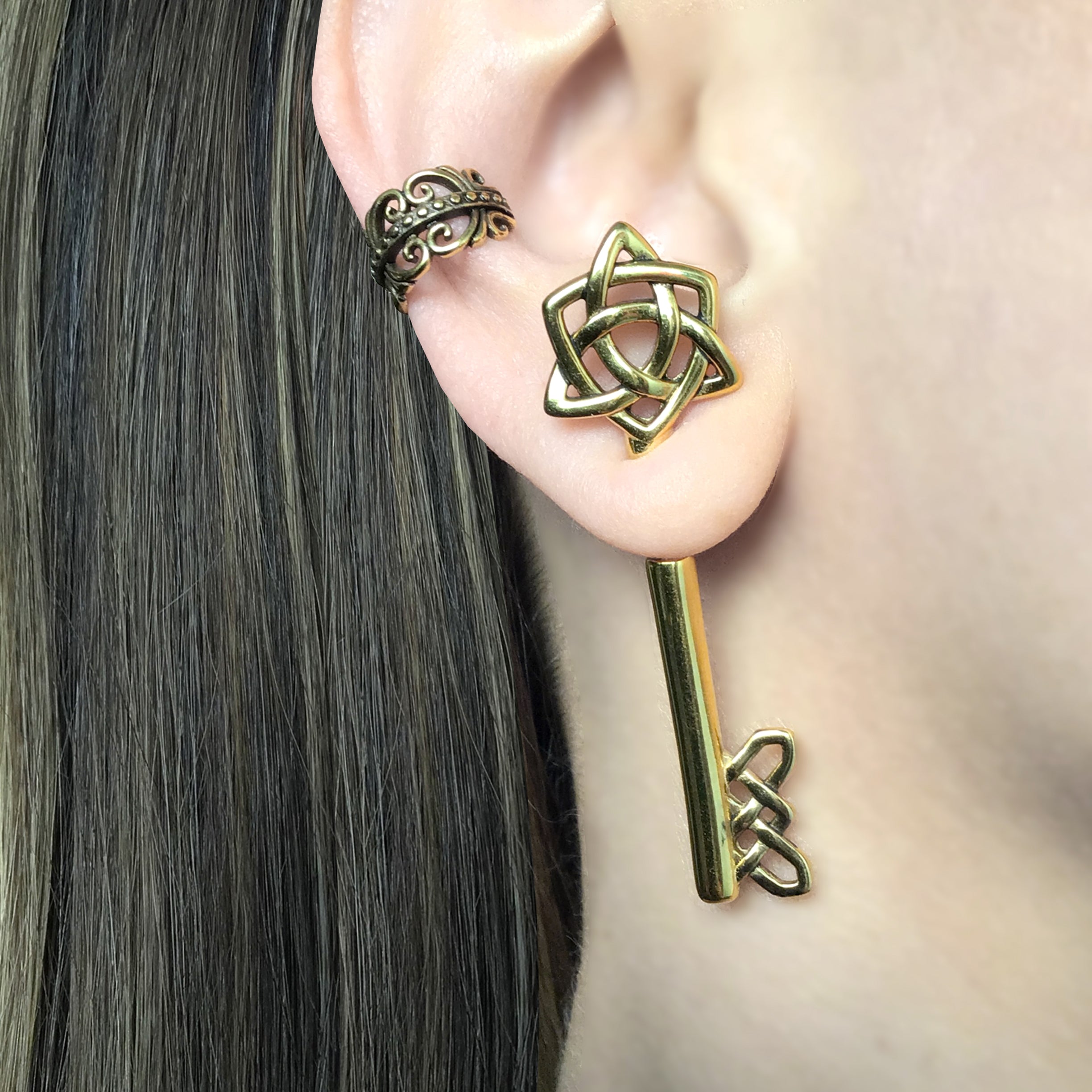 Celtic Key ear jacket in Silver