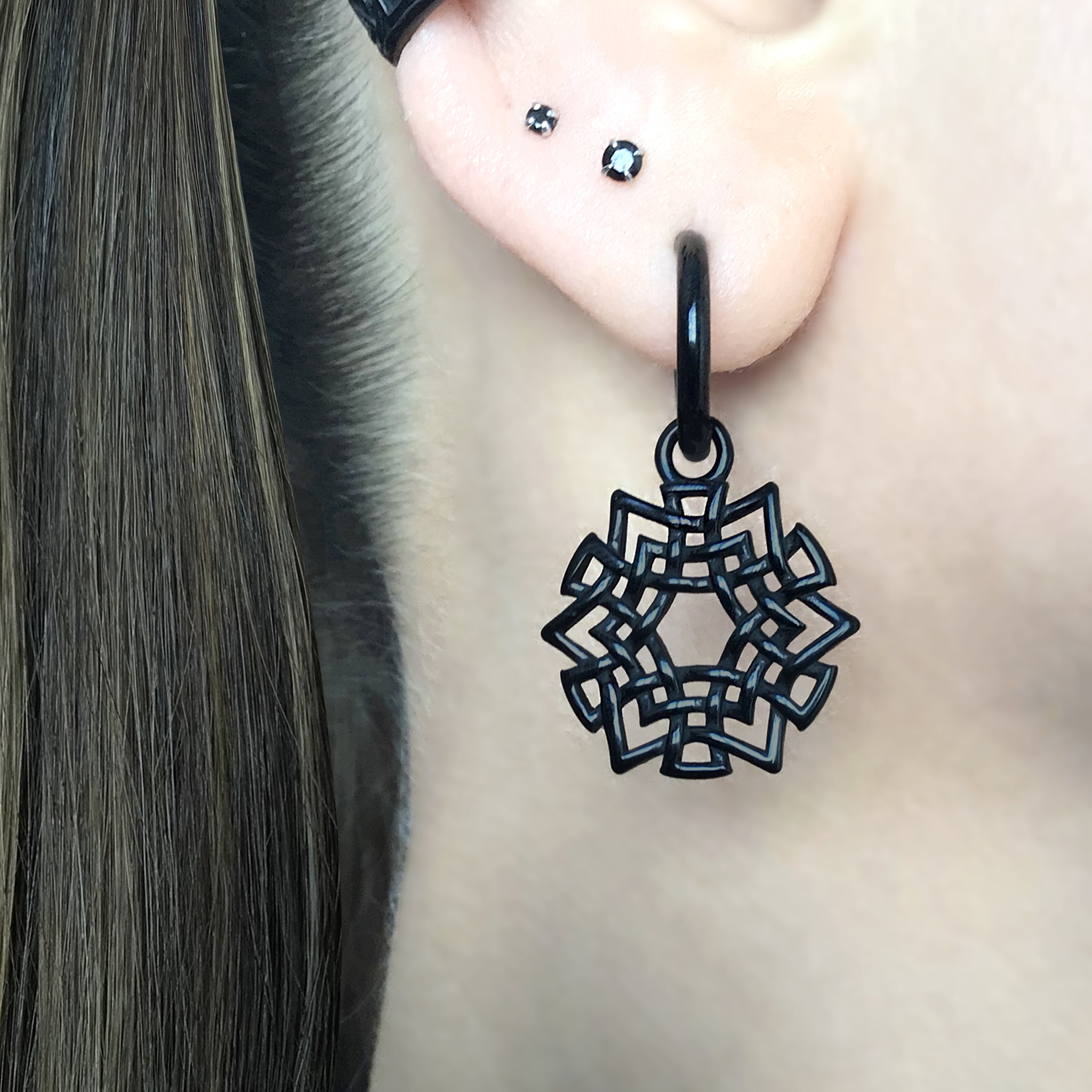 Celtic knot charm hoops