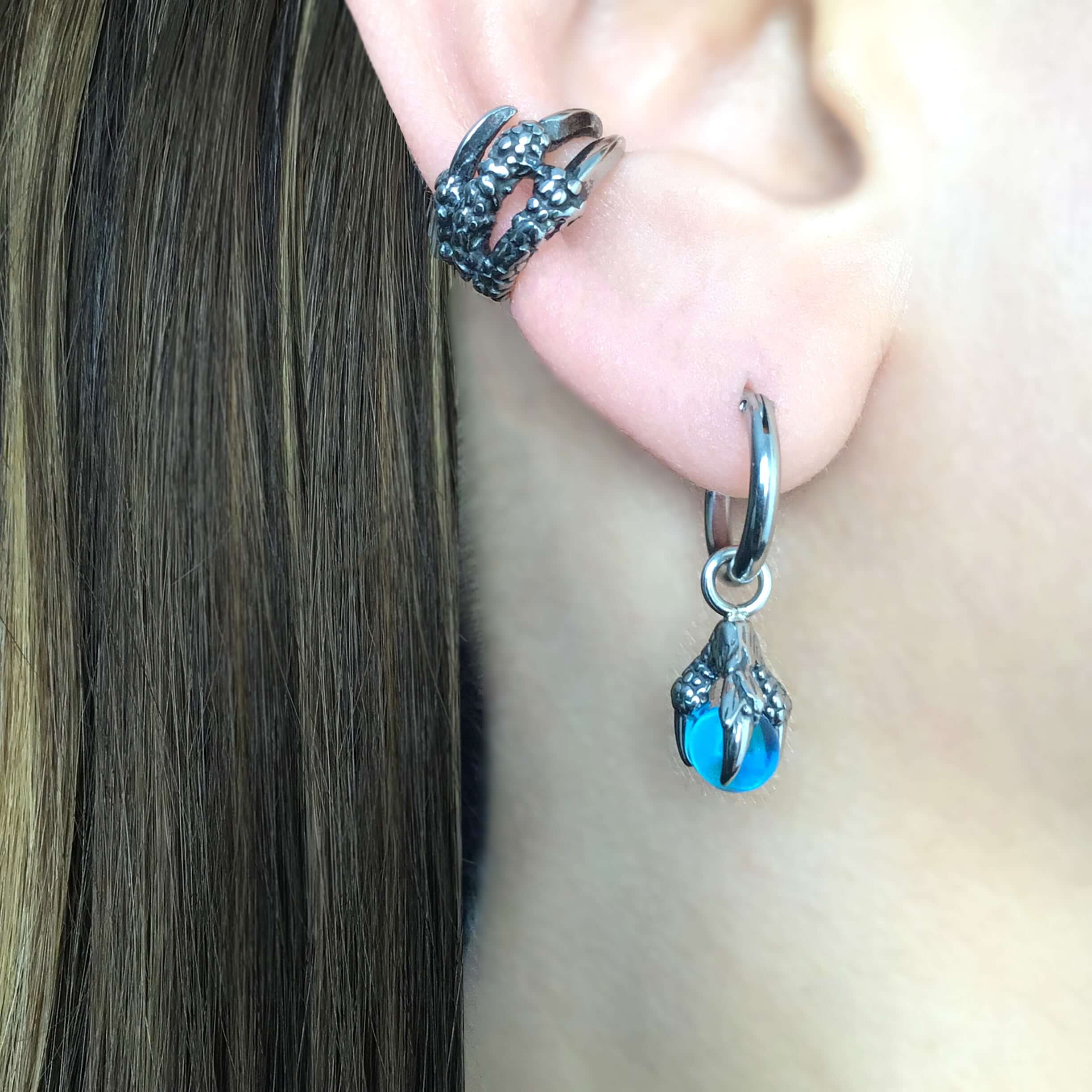 Dragon claw with Crystal ball hoops