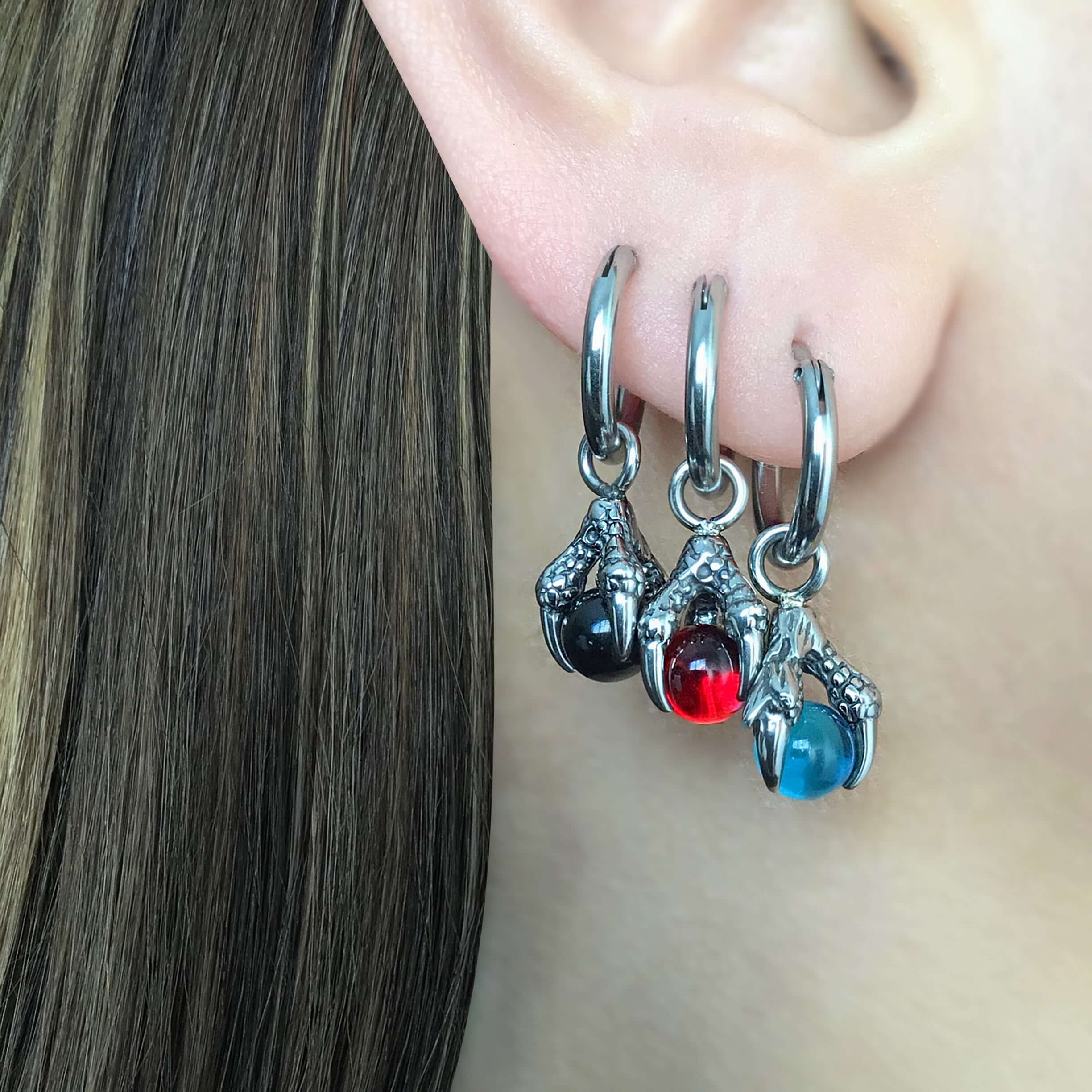 Dragon claw with Crystal ball hoops