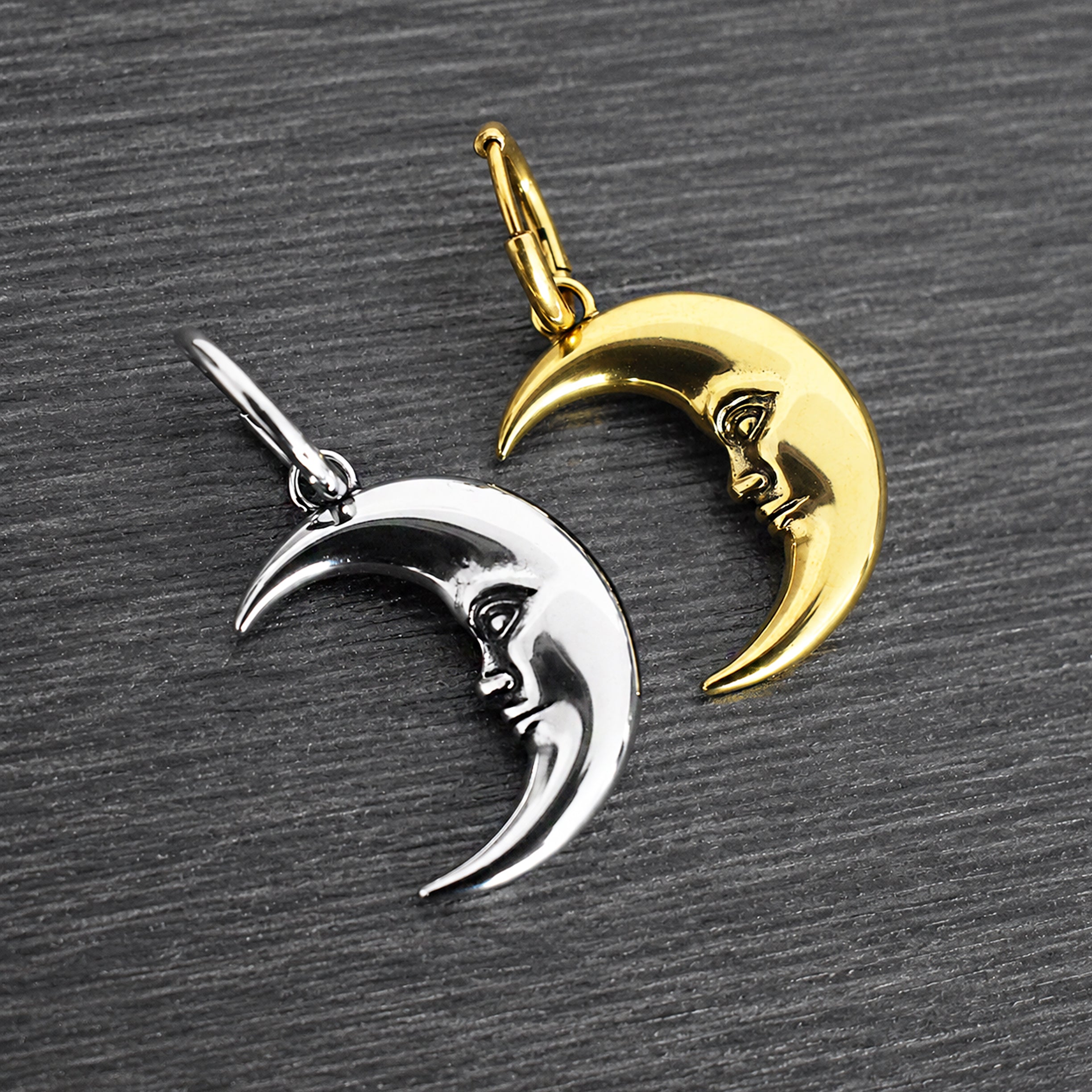 Celestial Moon Face Hoop Earrings