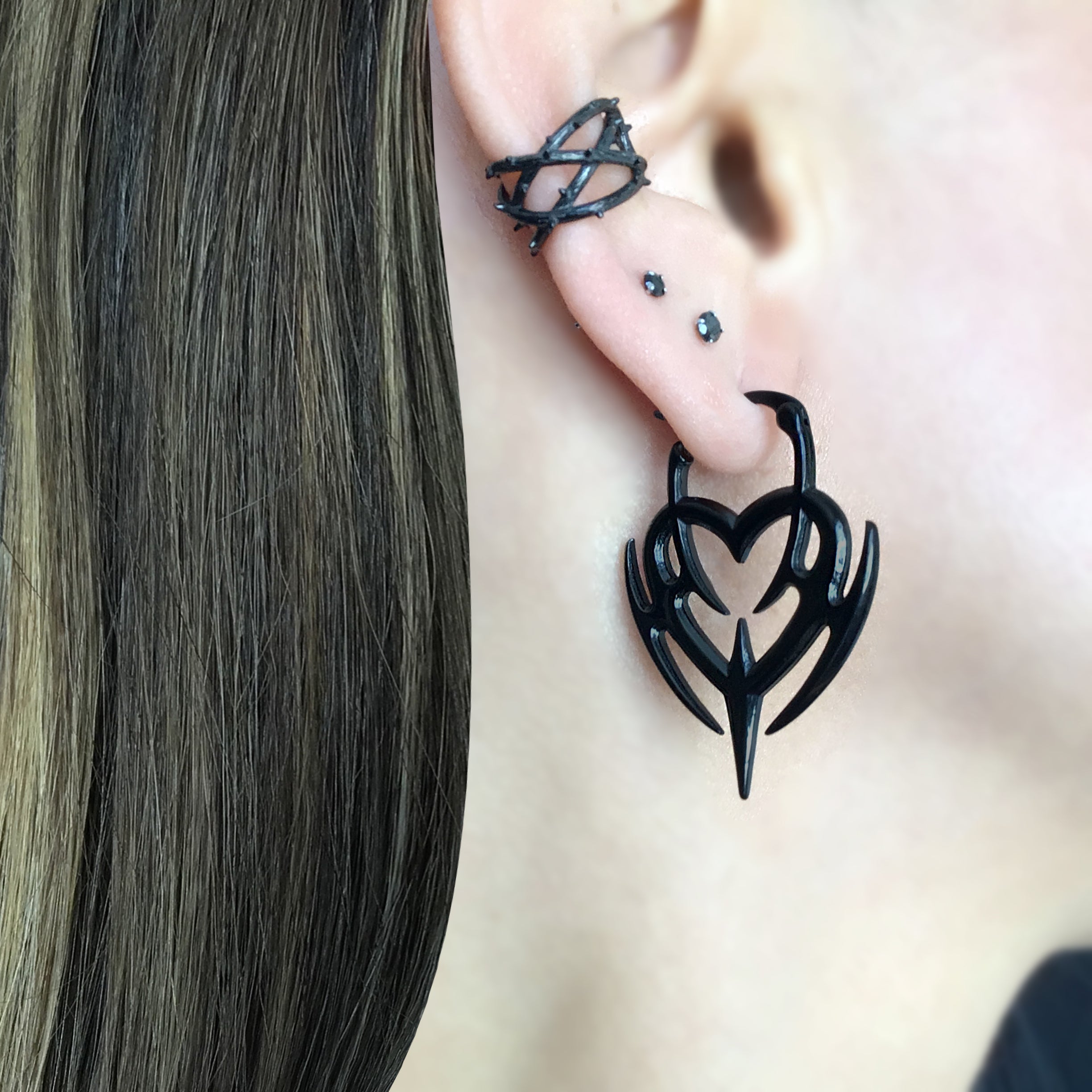 Cyber Heart hoop earrings in Gold