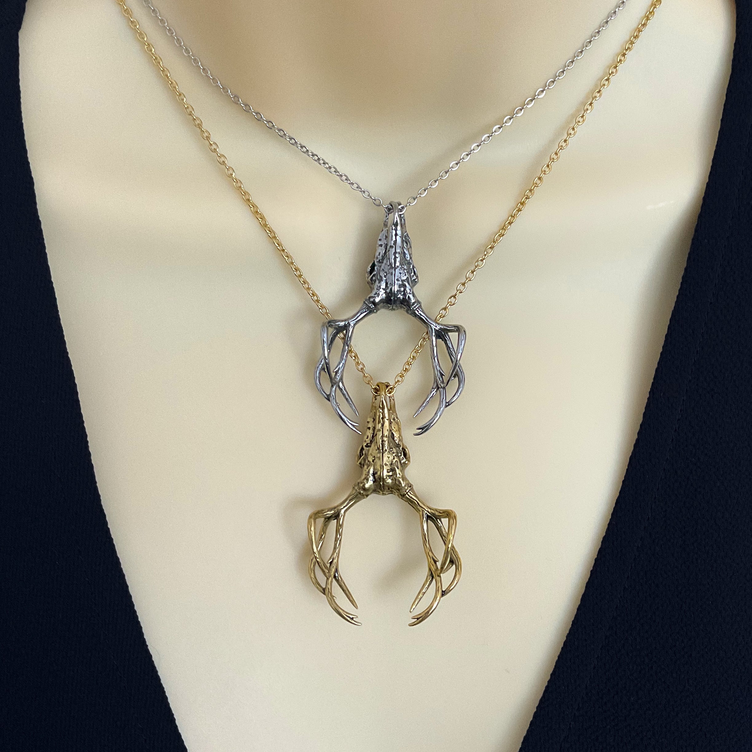 Deer skull with Antlers necklace