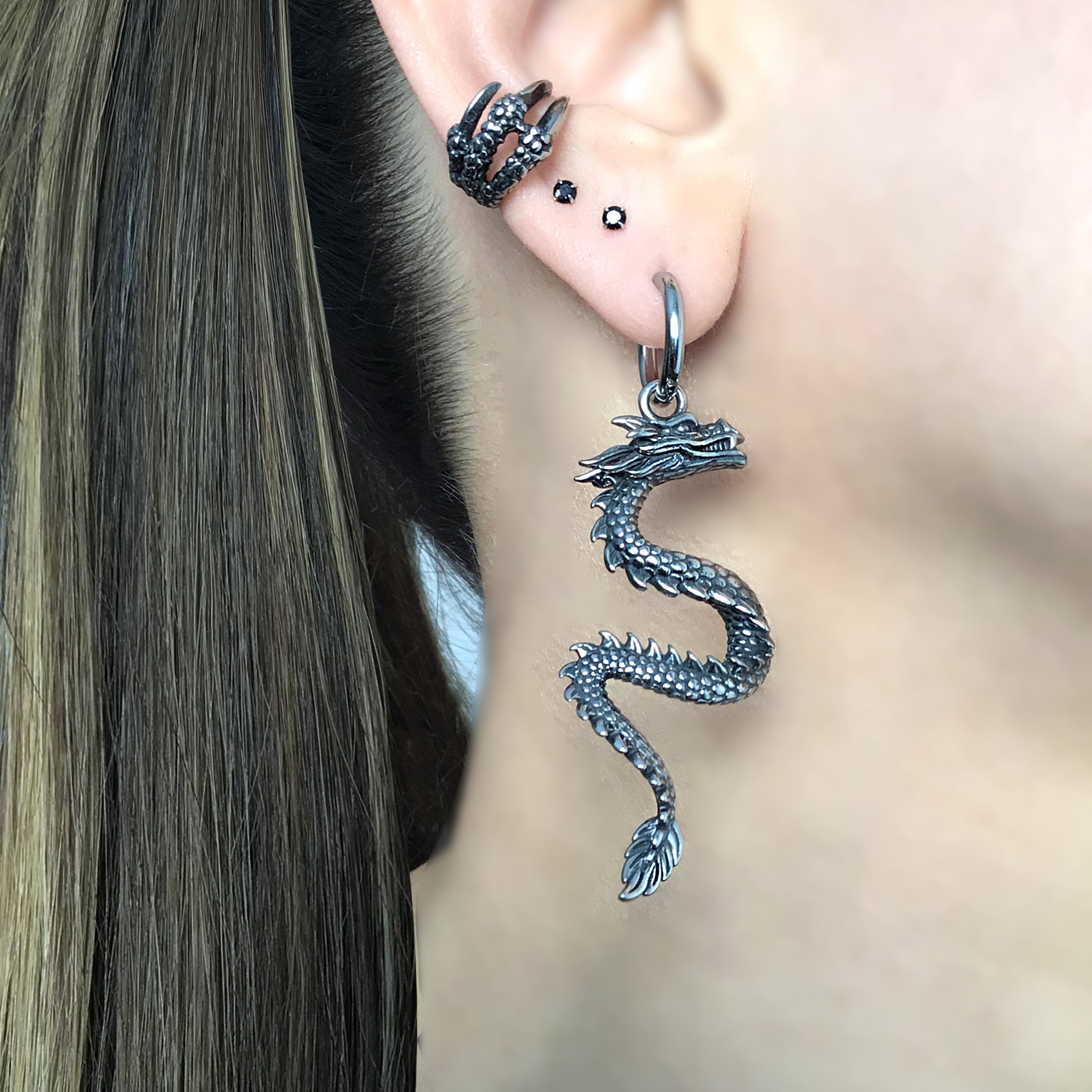 Dragon hoop earrings