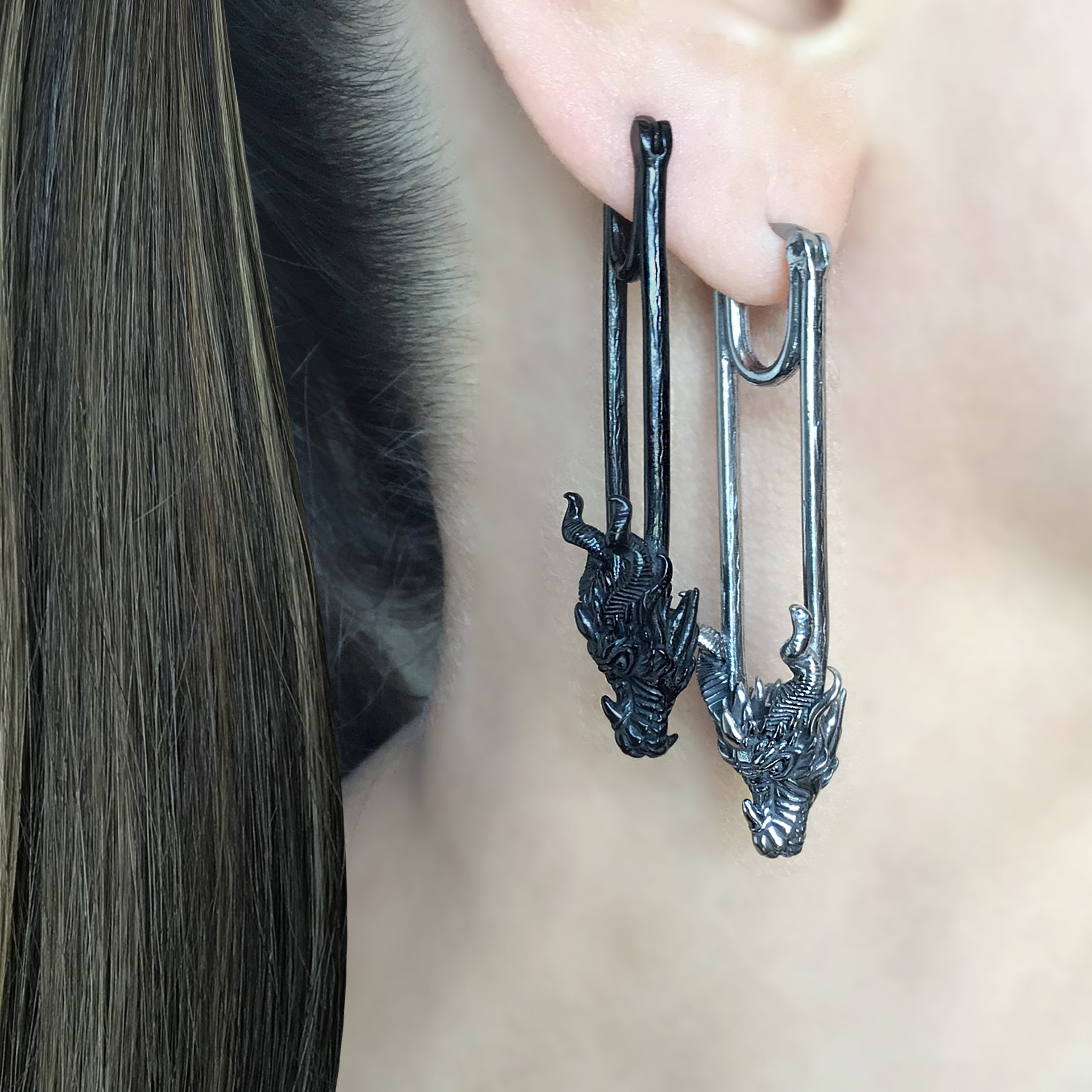 Dragon head hoop earrings