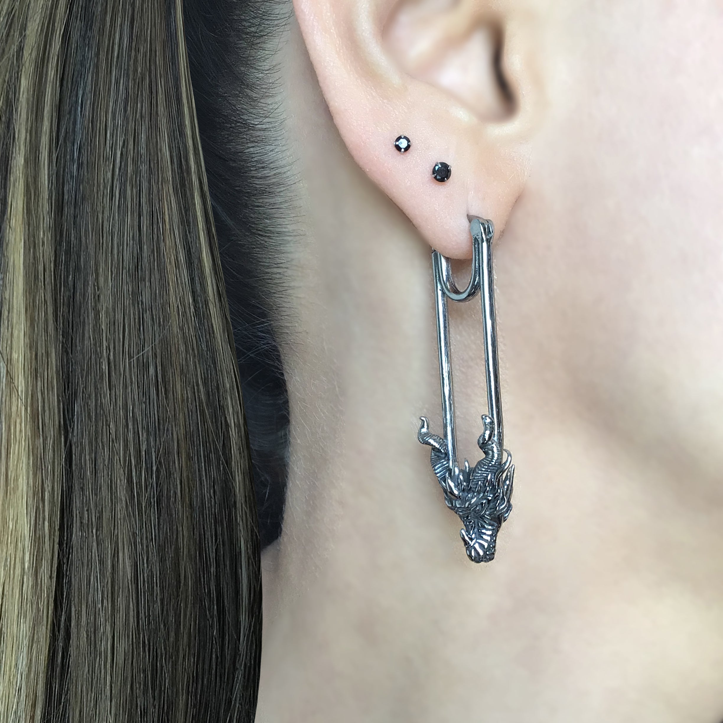 Dragon head hoop earrings