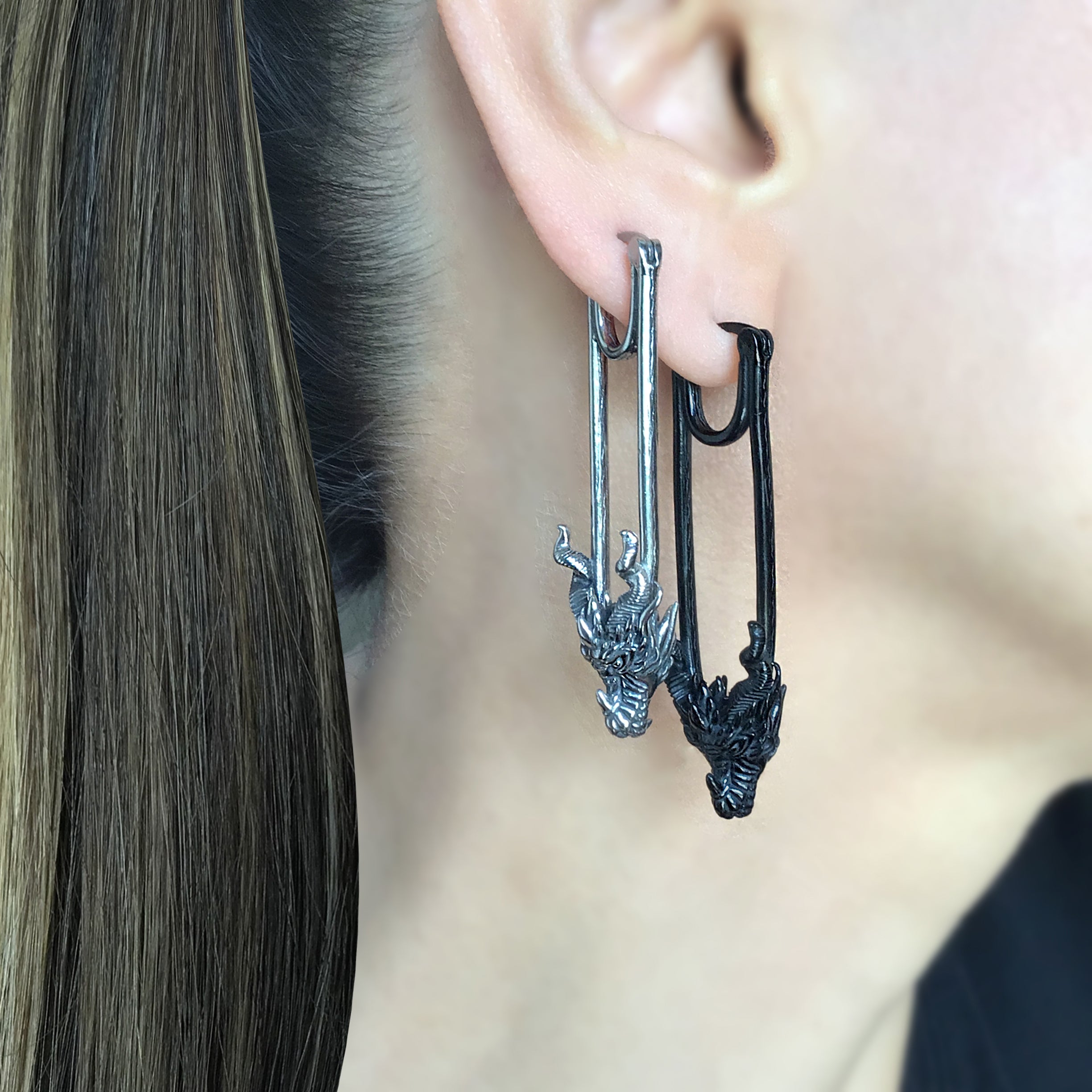 Dragon head hoop earrings