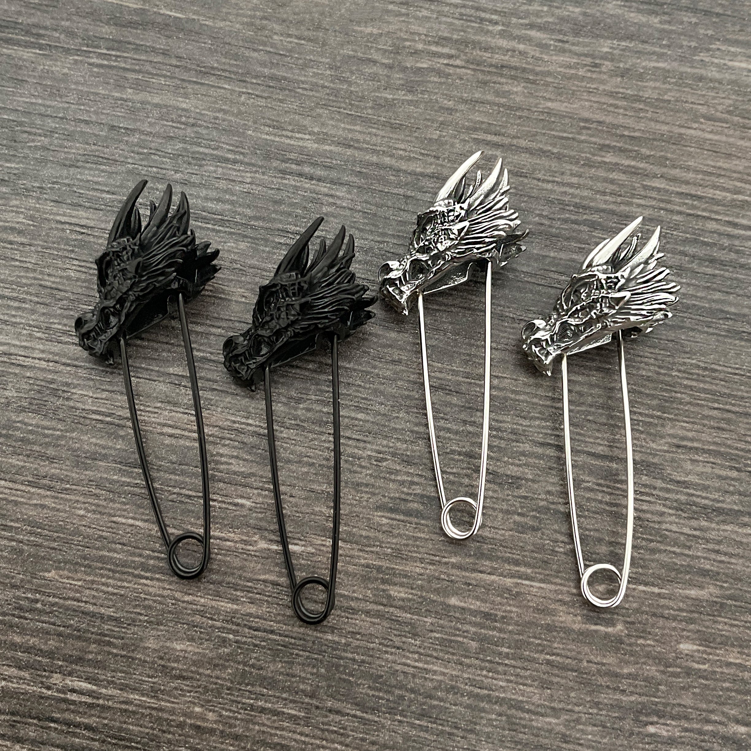 Dragon safety pin earrings