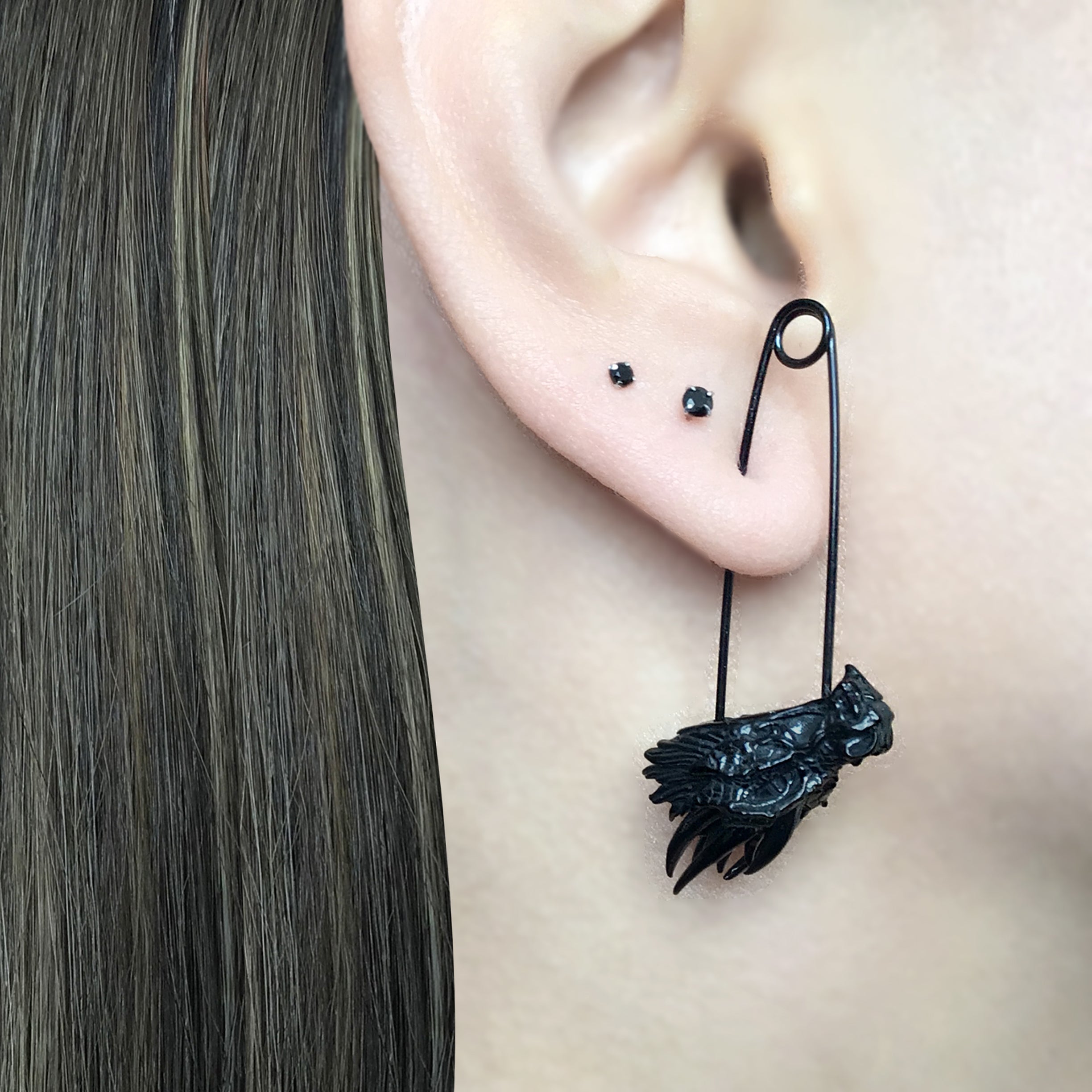 Dragon safety pin earrings