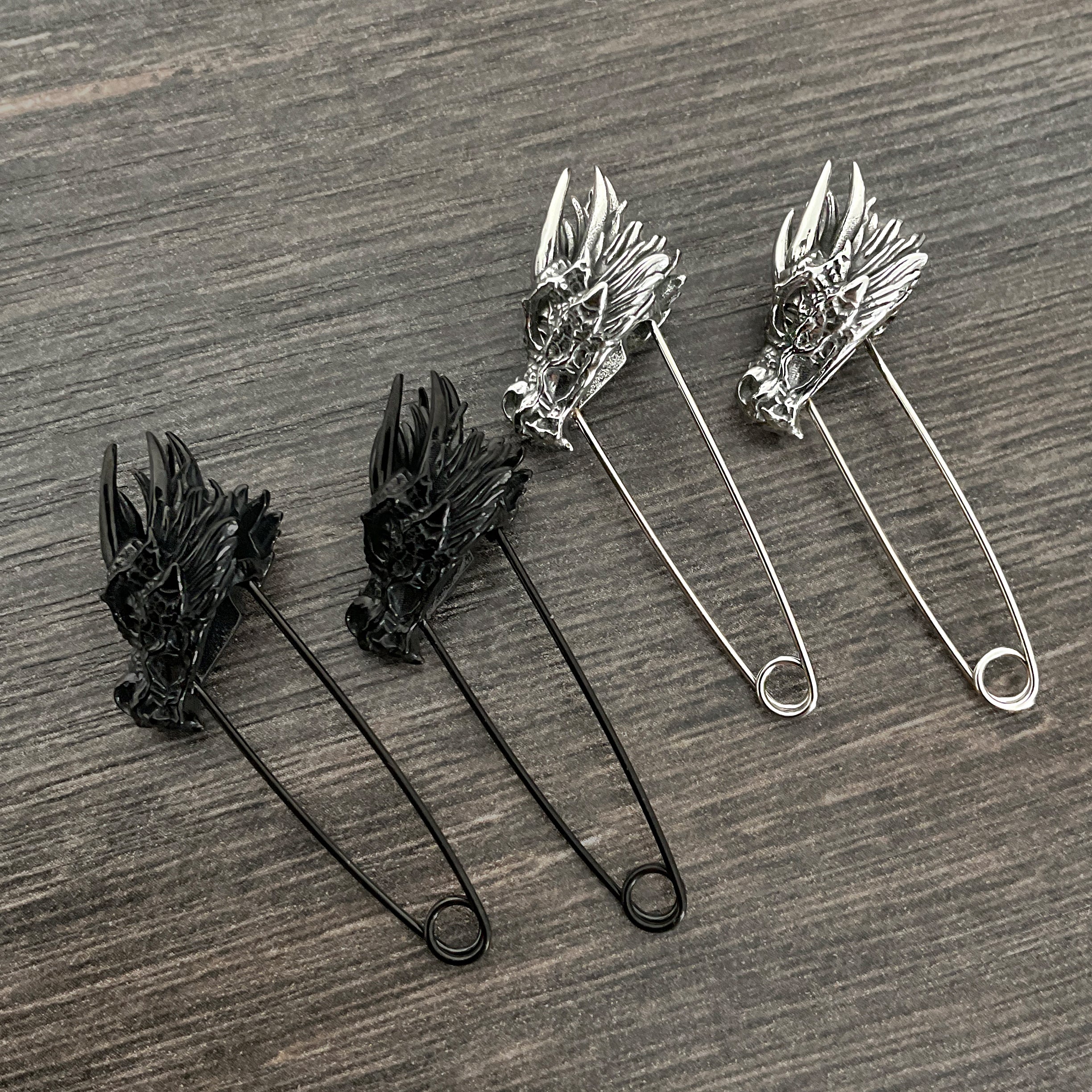 Dragon safety pin earrings