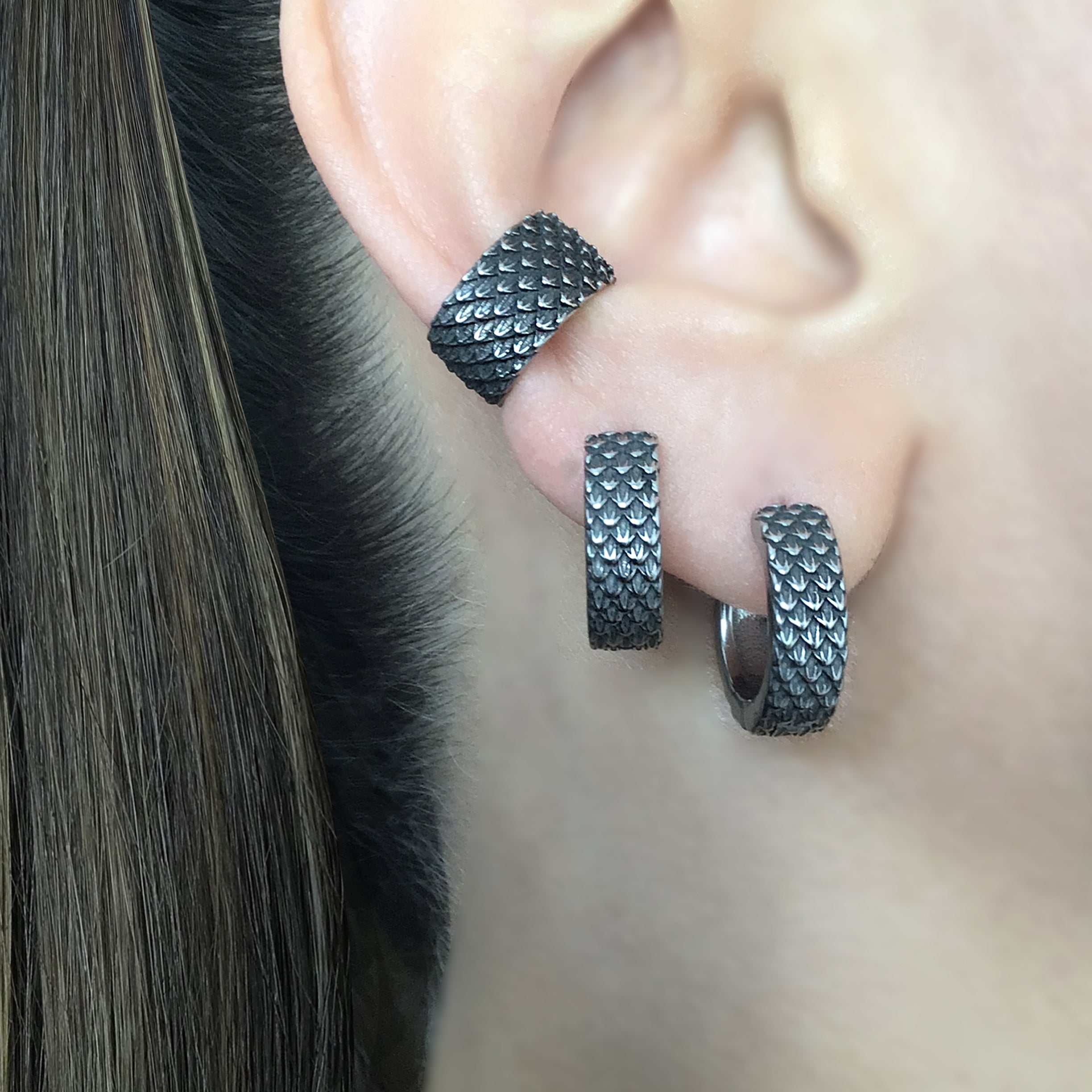 Dragon scale hoop earrings