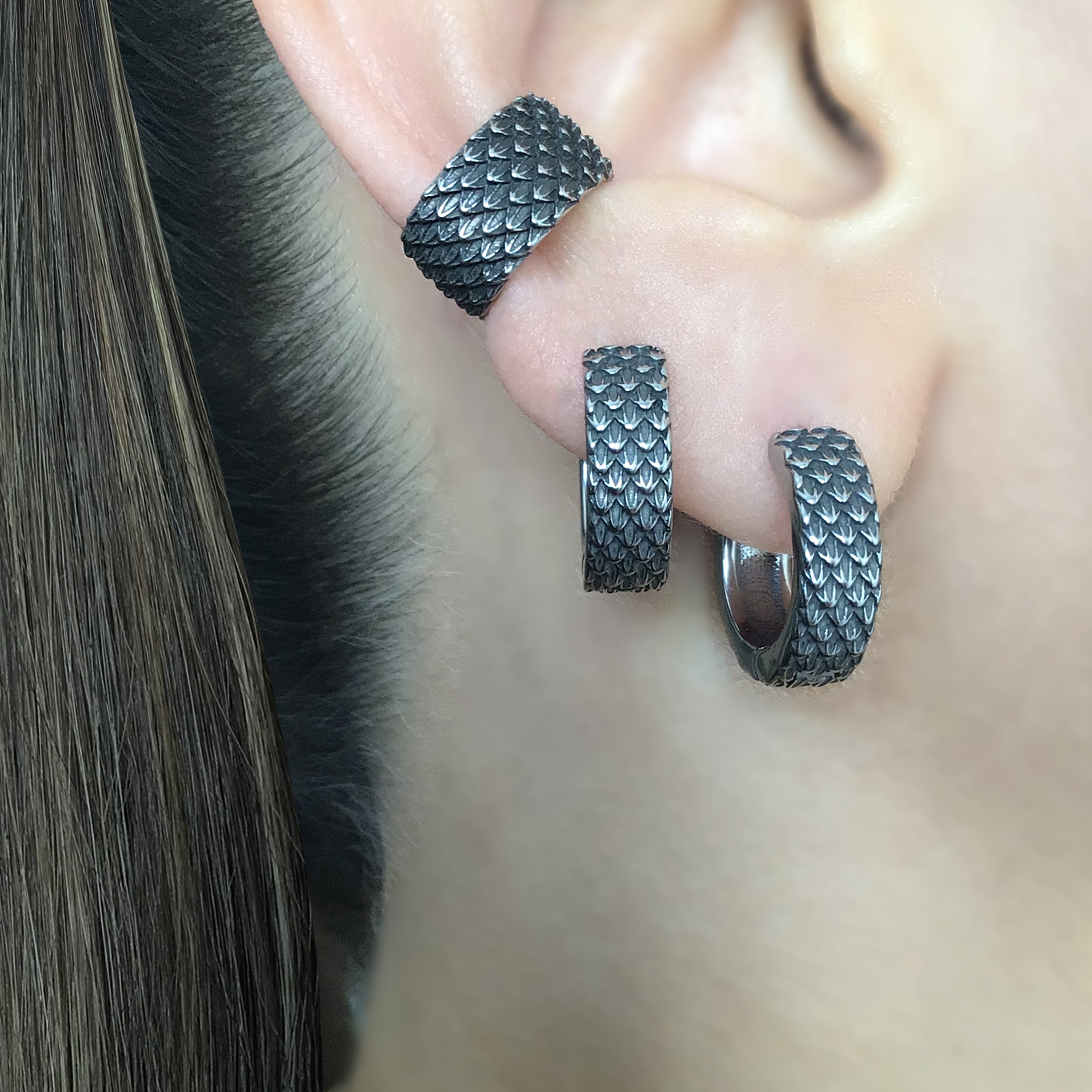 Dragon scale hoop earrings