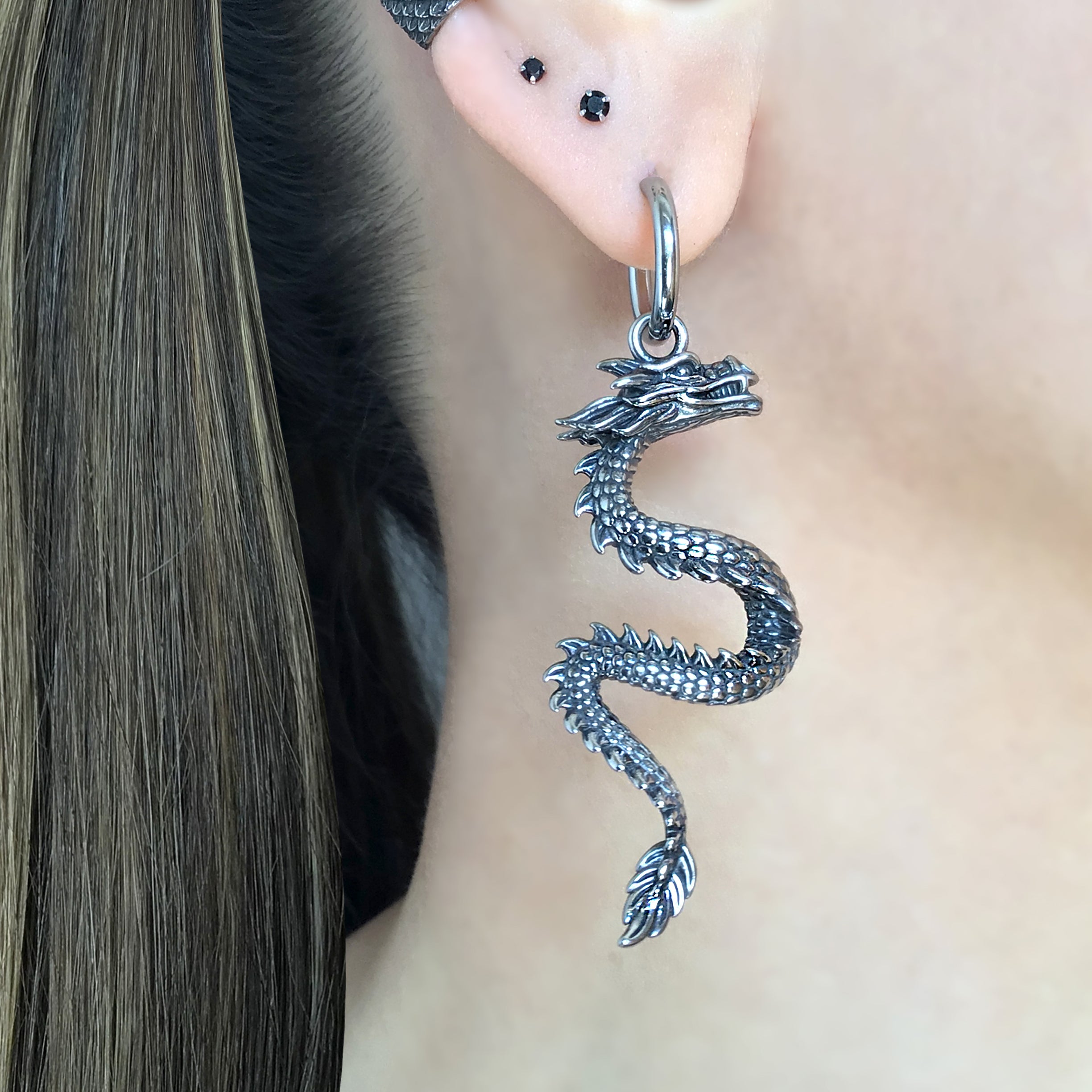 Dragon hoop earrings