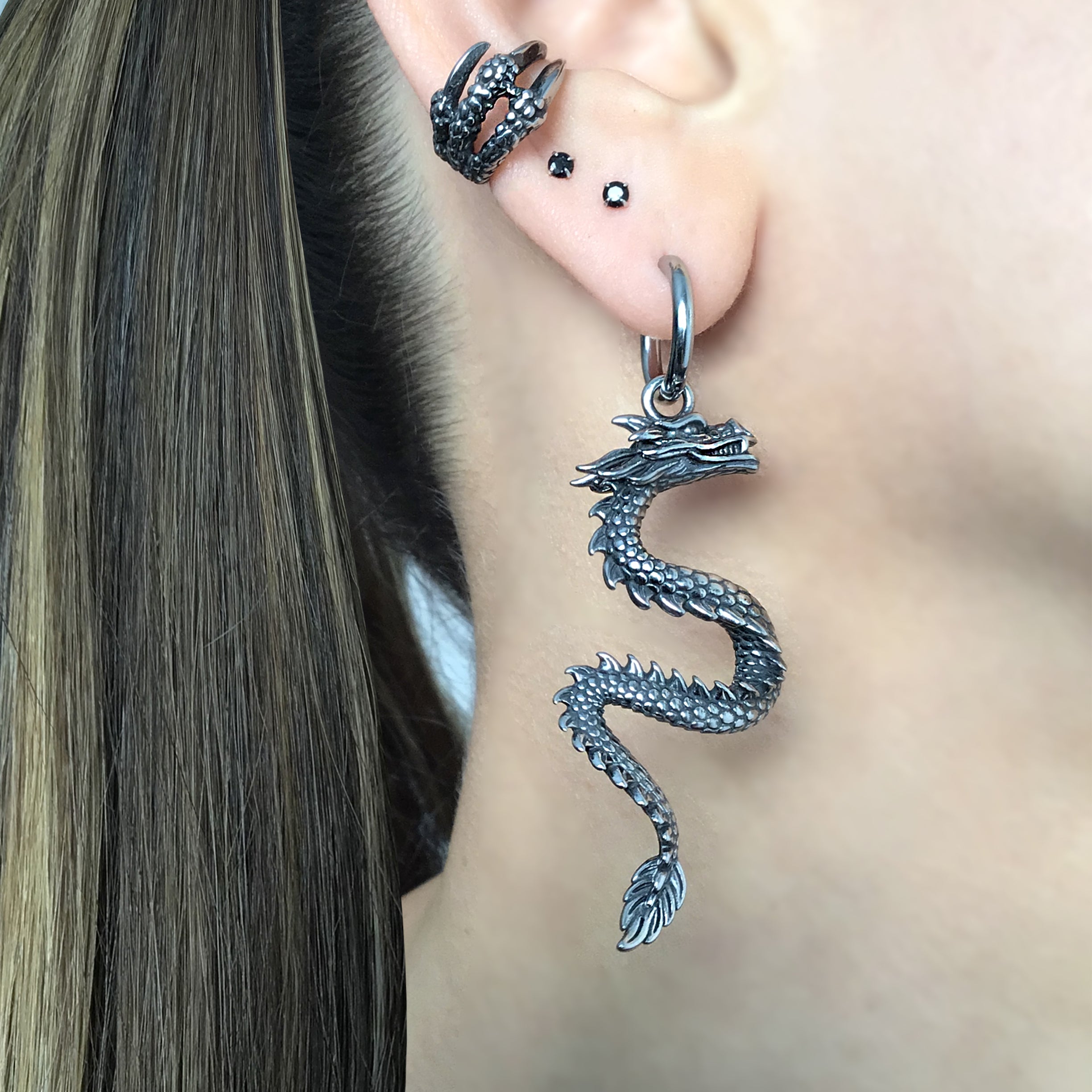 Dragon hoop earrings