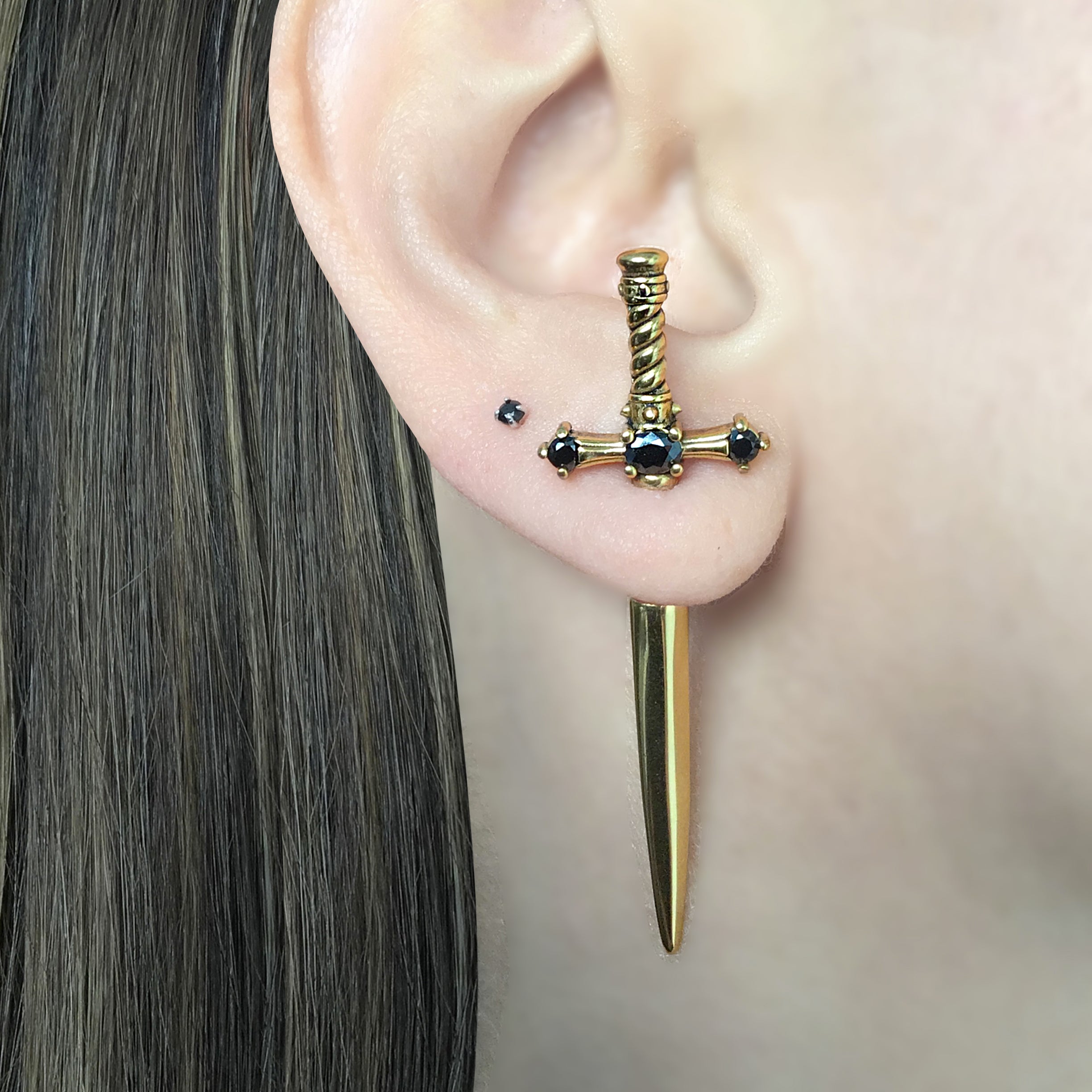 Dusk Sword earring with Black stones