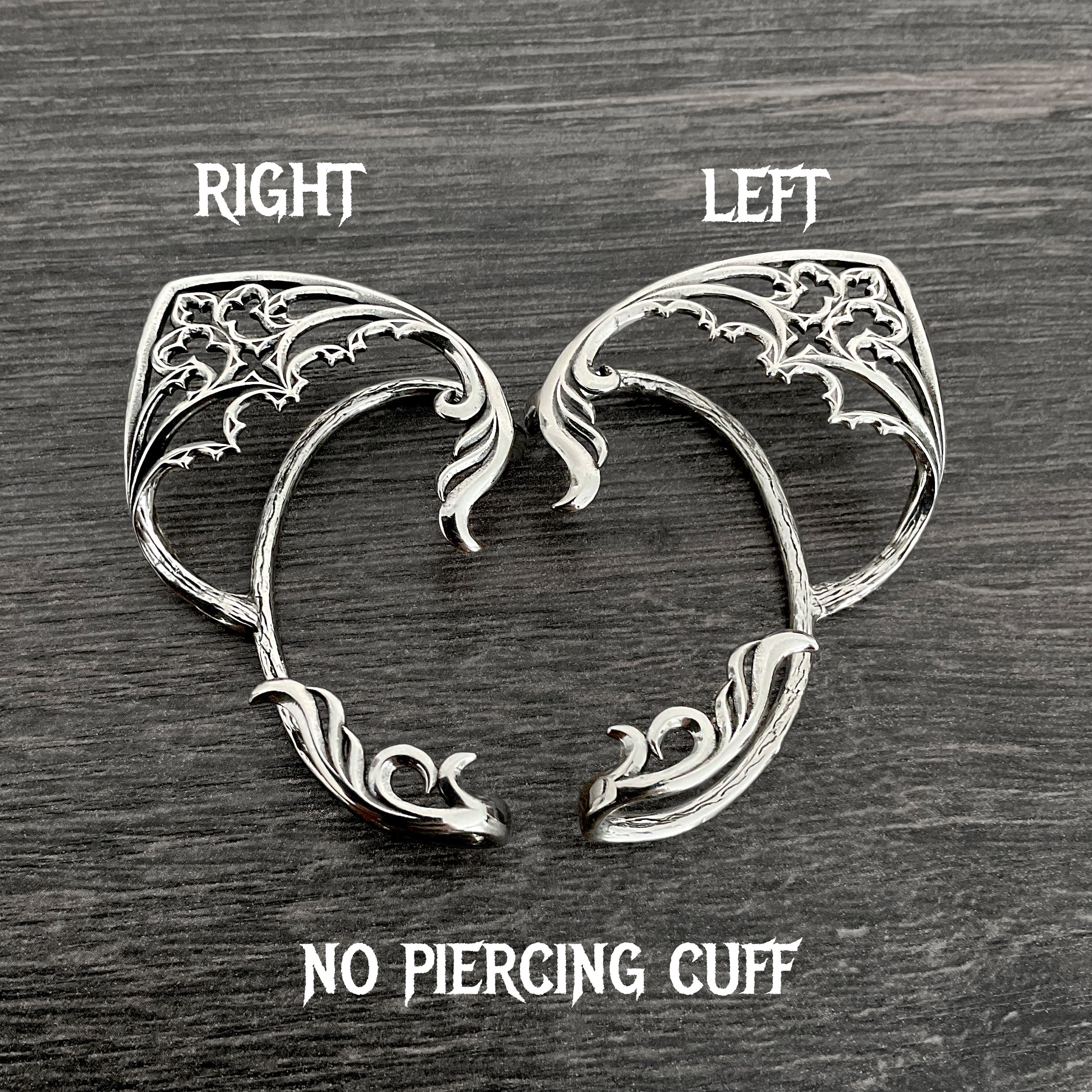 Gothic Elf ear cuff no piercing in Silver