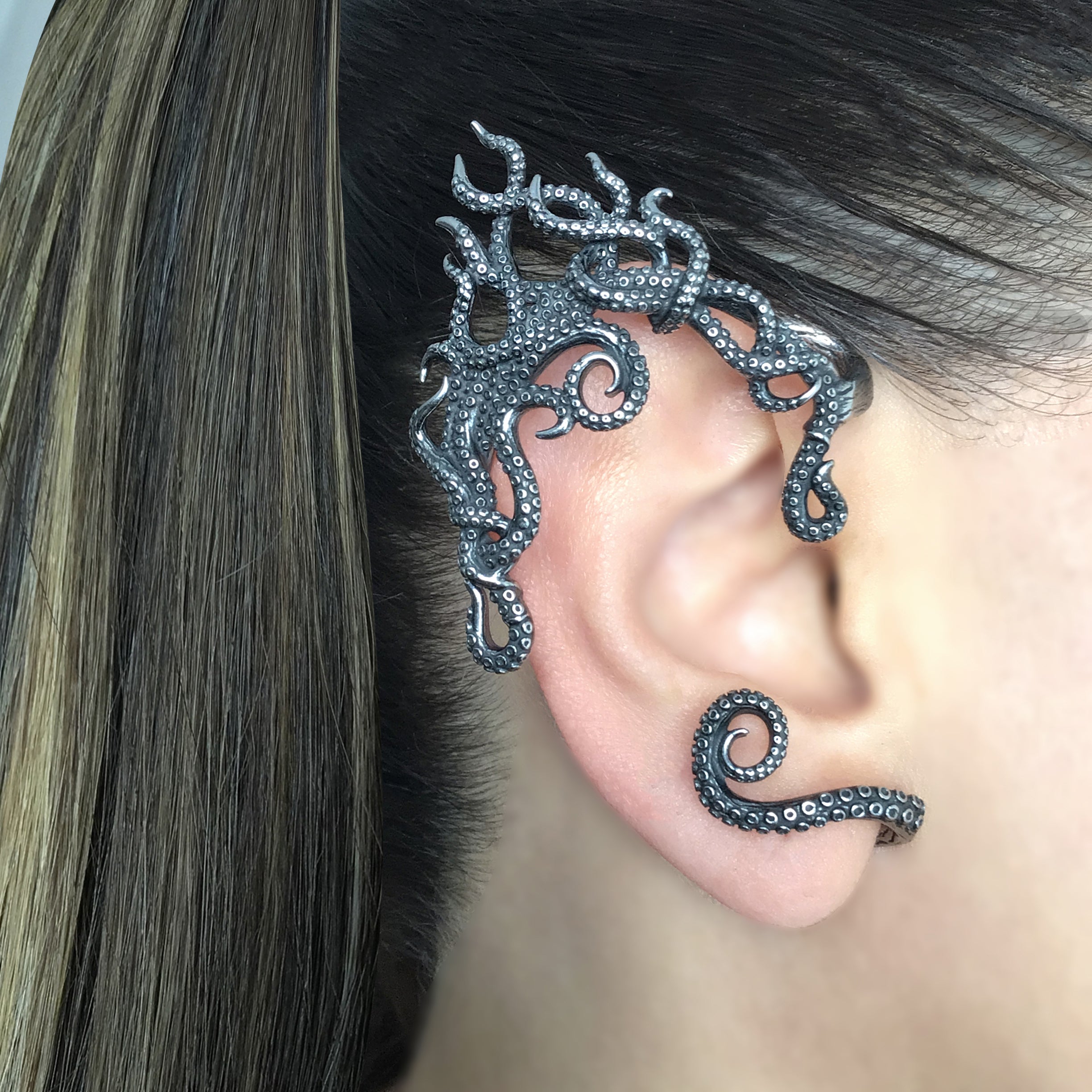 Octopus Elf ear cuff no piercing in Silver