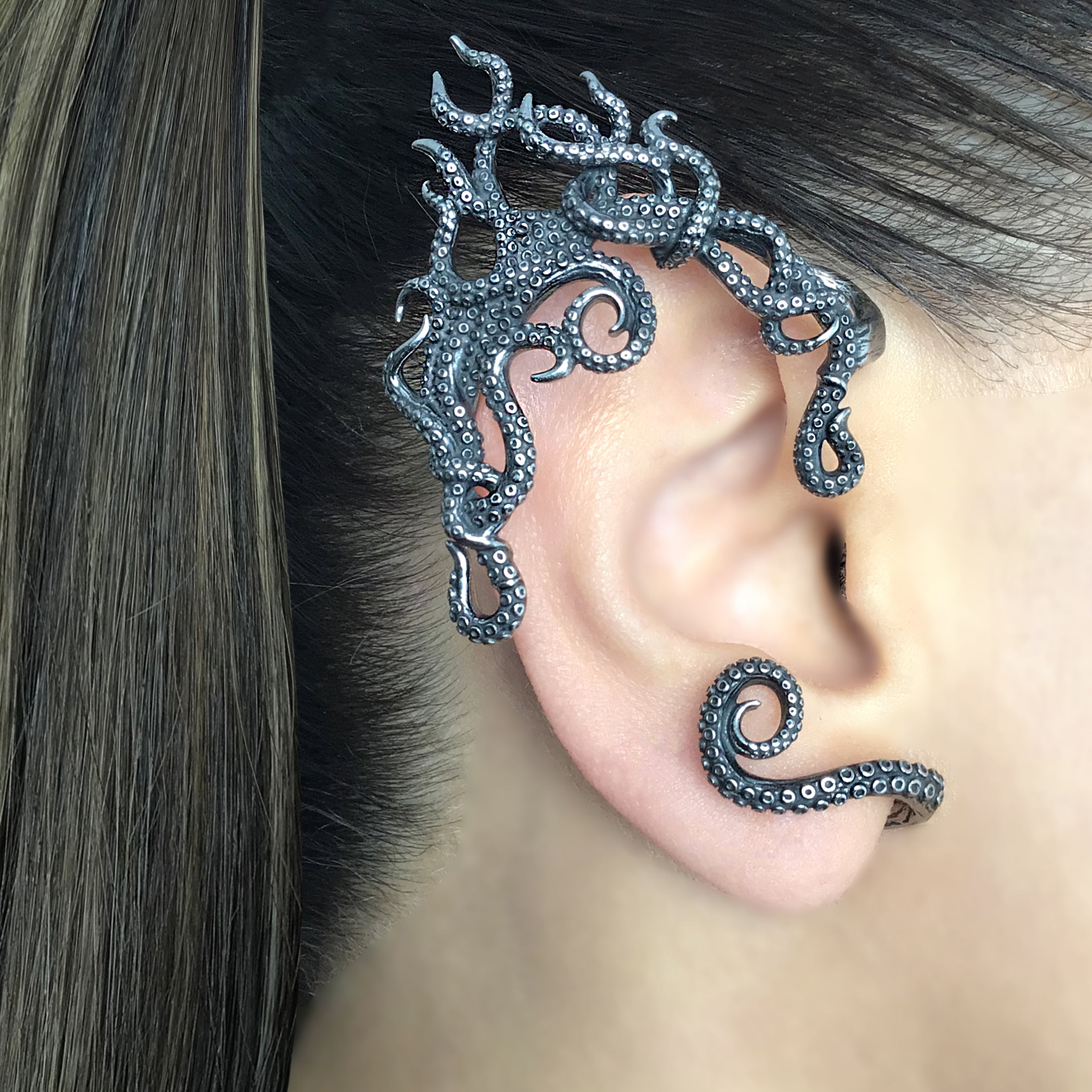 Octopus Elf ear cuff no piercing in Silver