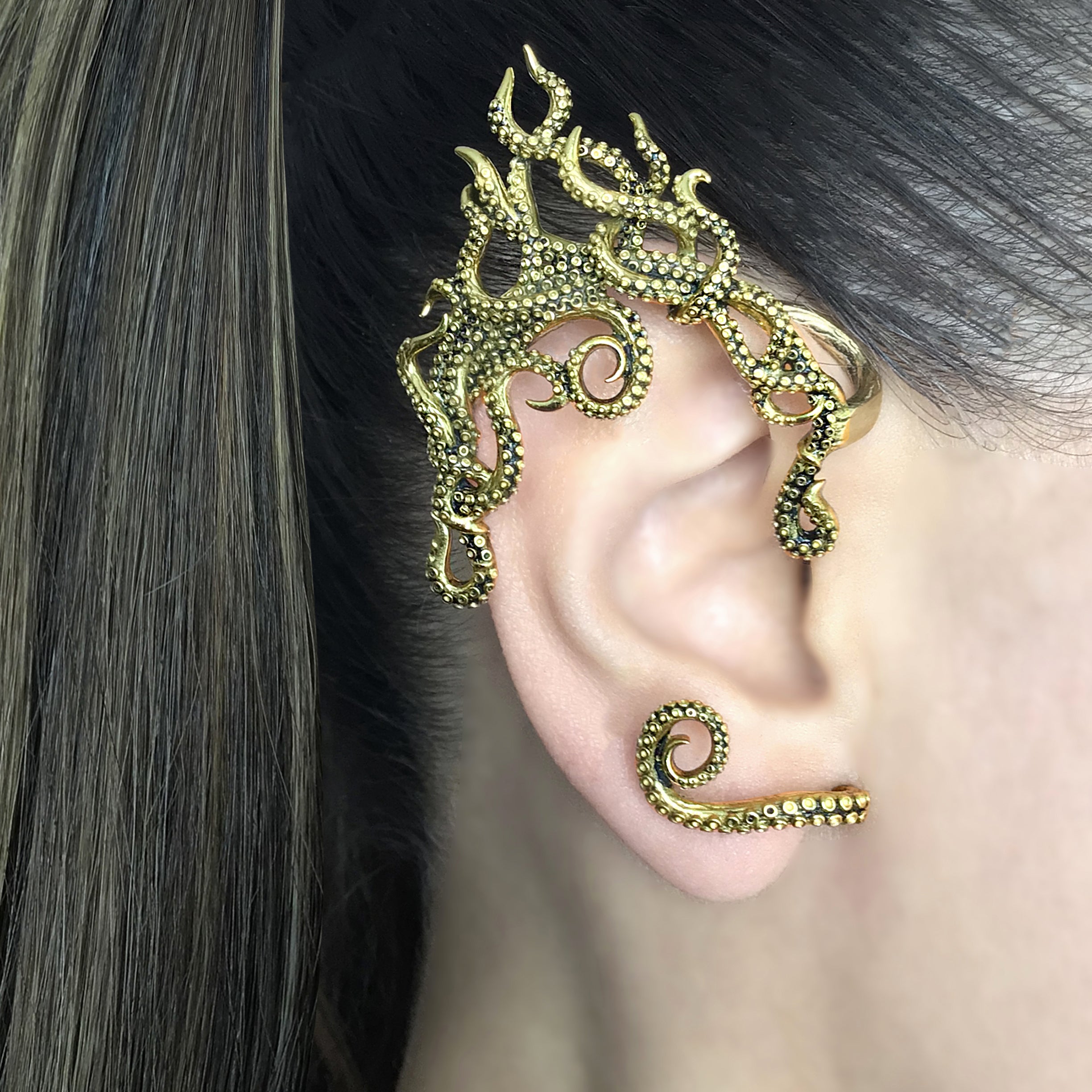 Octopus Elf ear cuff no piercing in Silver