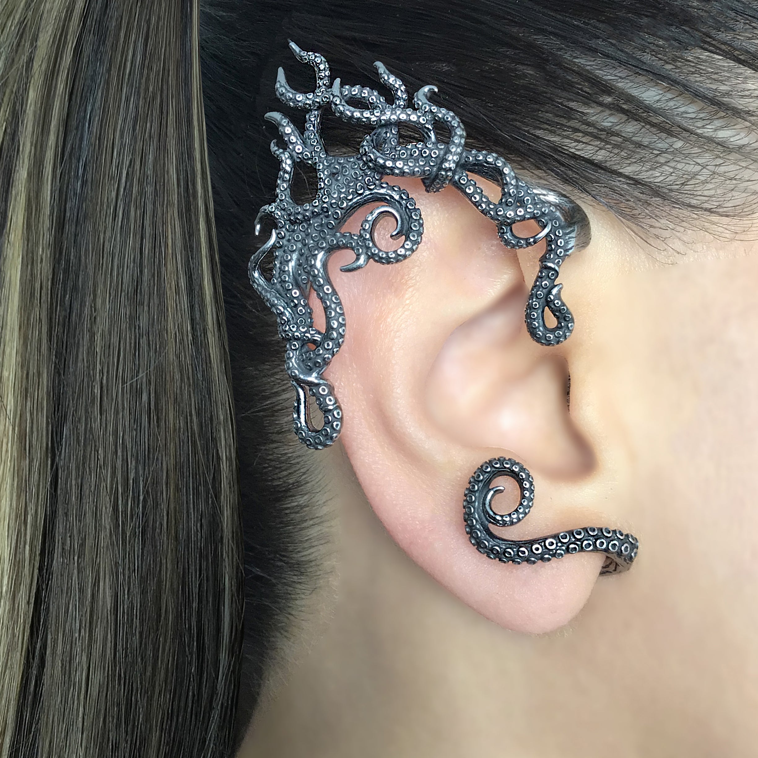 Octopus Elf ear cuff no piercing in Silver