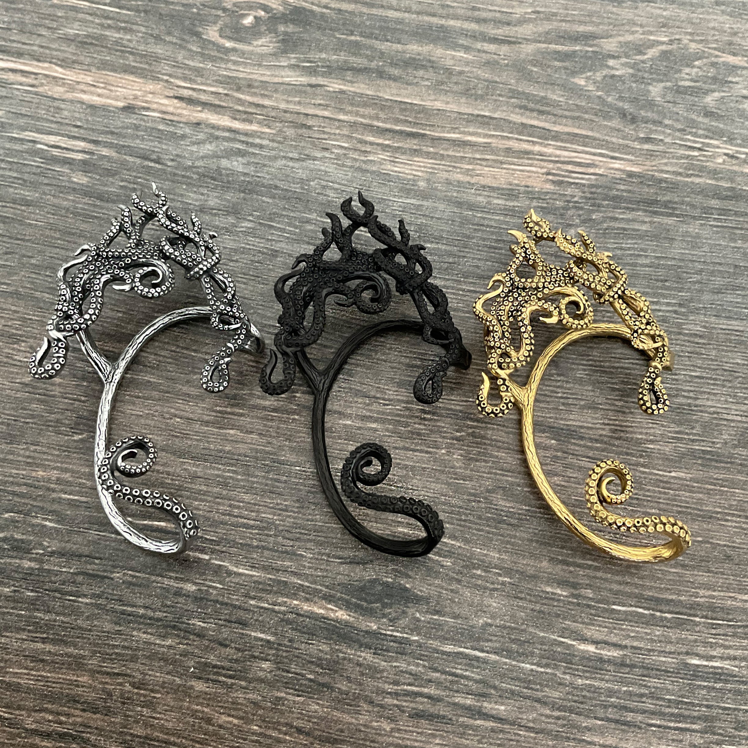 Octopus Elf ear cuff no piercing in Gold