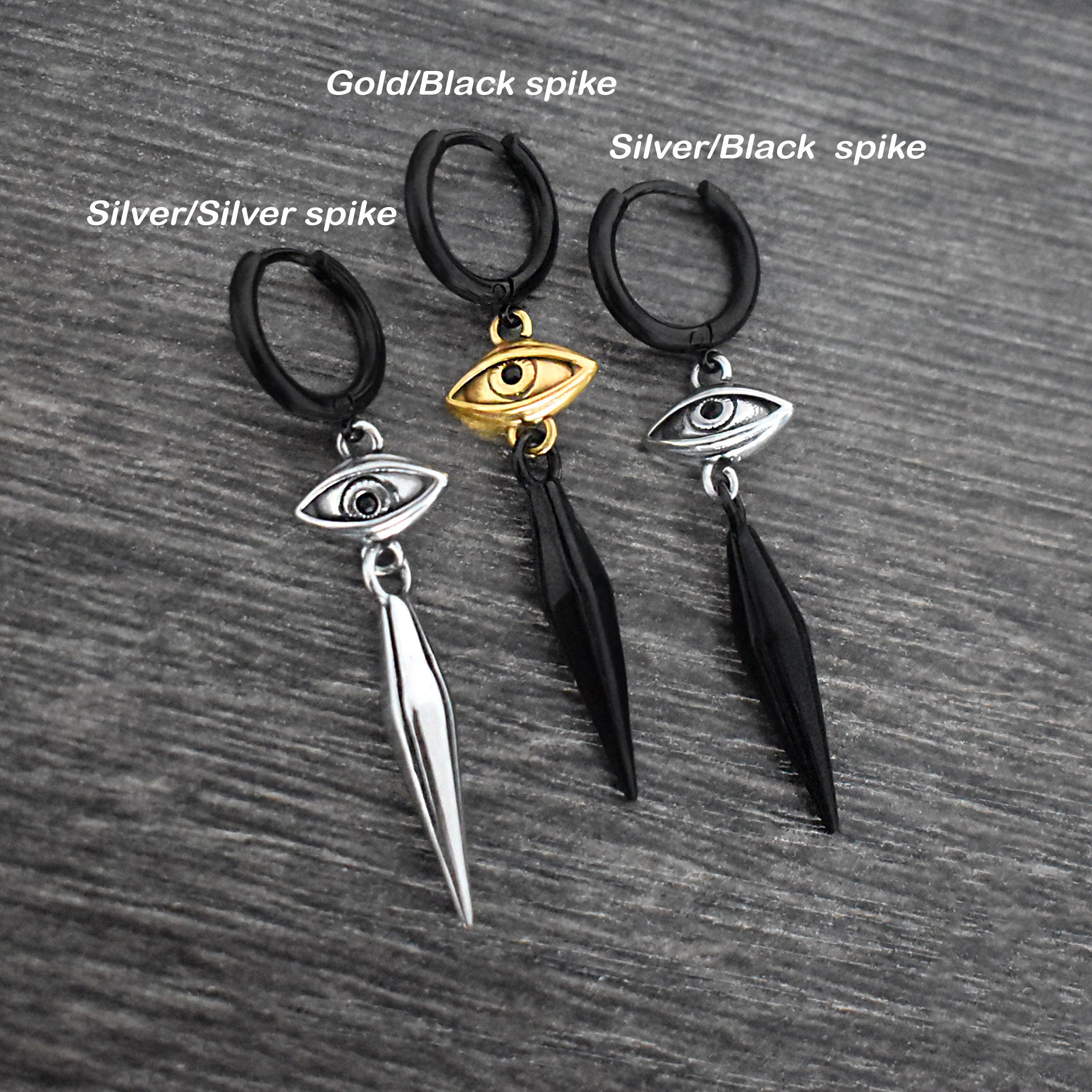 Gothic Eye and Spike hoop earrings