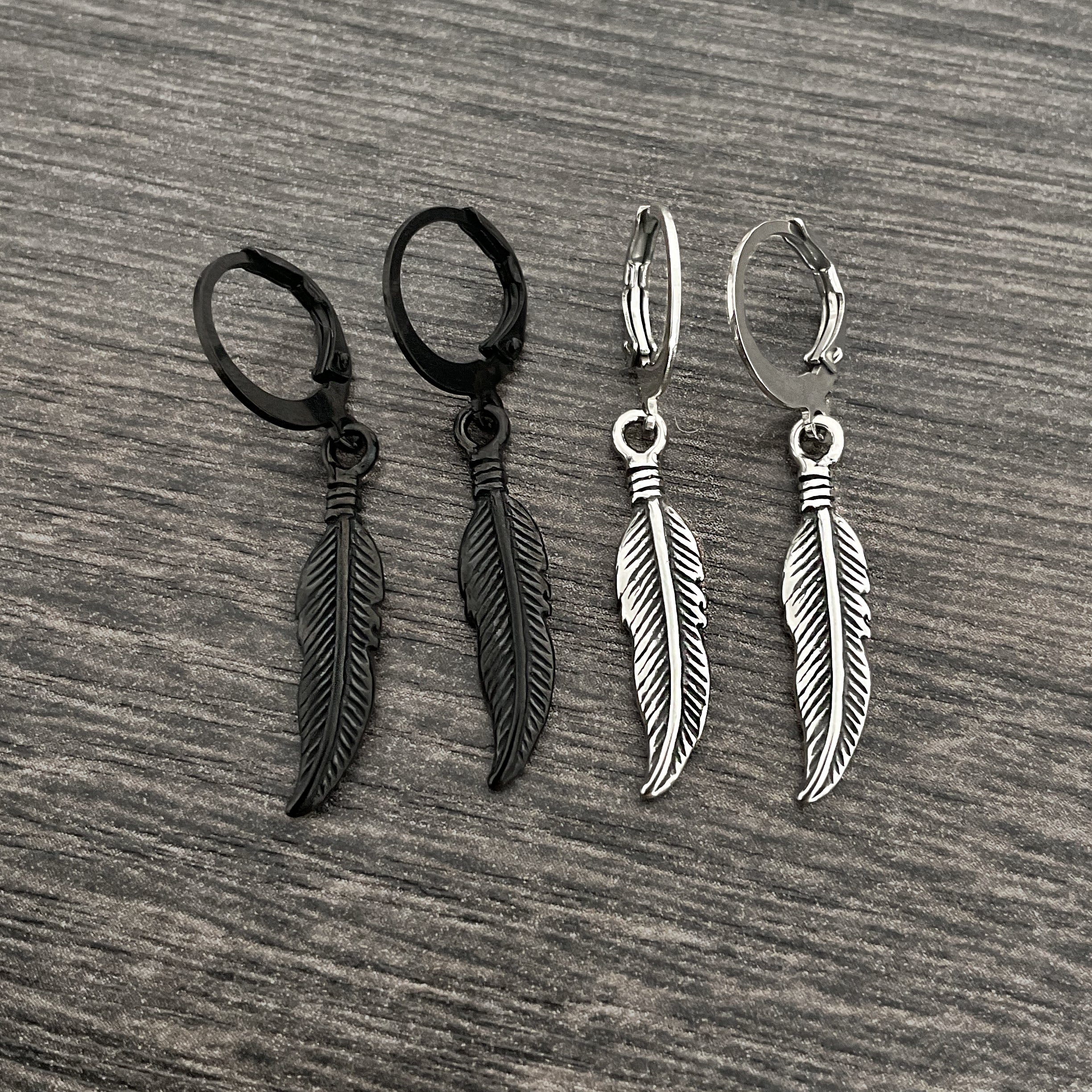 Feather hoop earrings