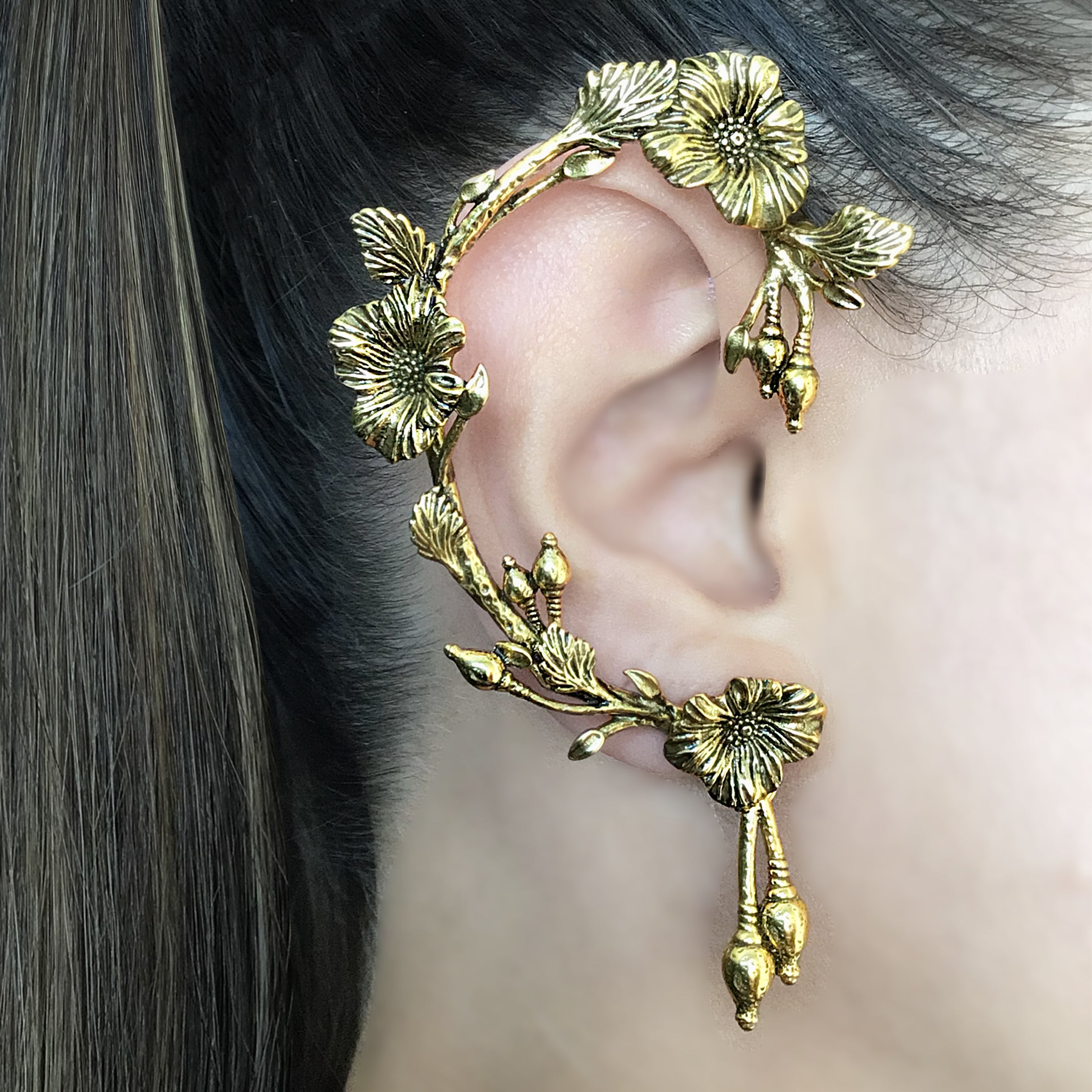 Flower ear cuff no piercing