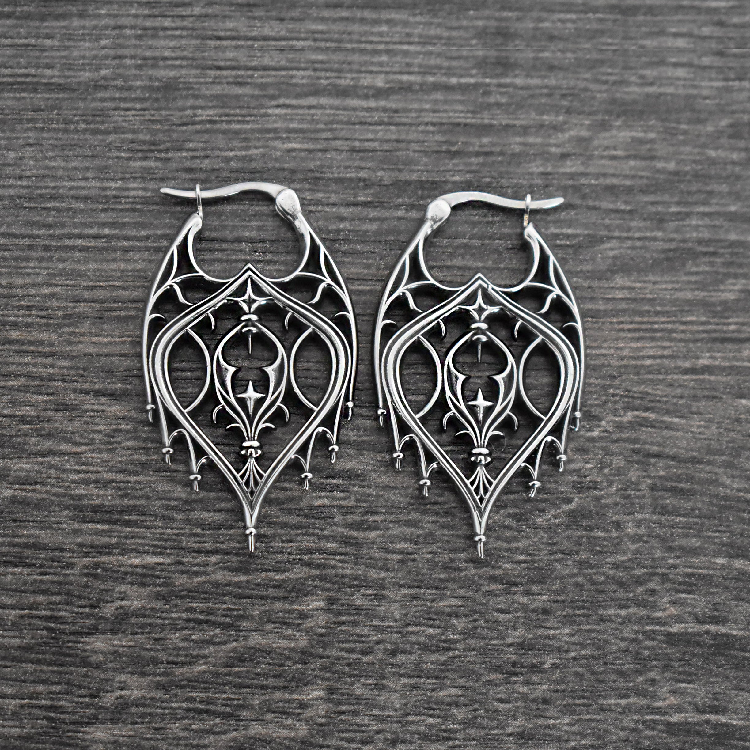 Gothic chandelier hoop earrings