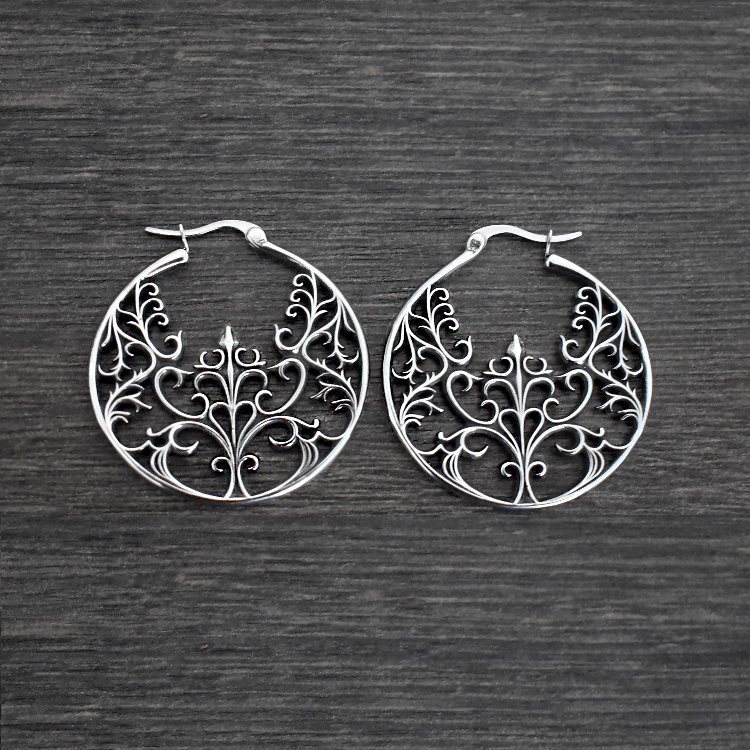 Gothic Iron Lace hoop earrings
