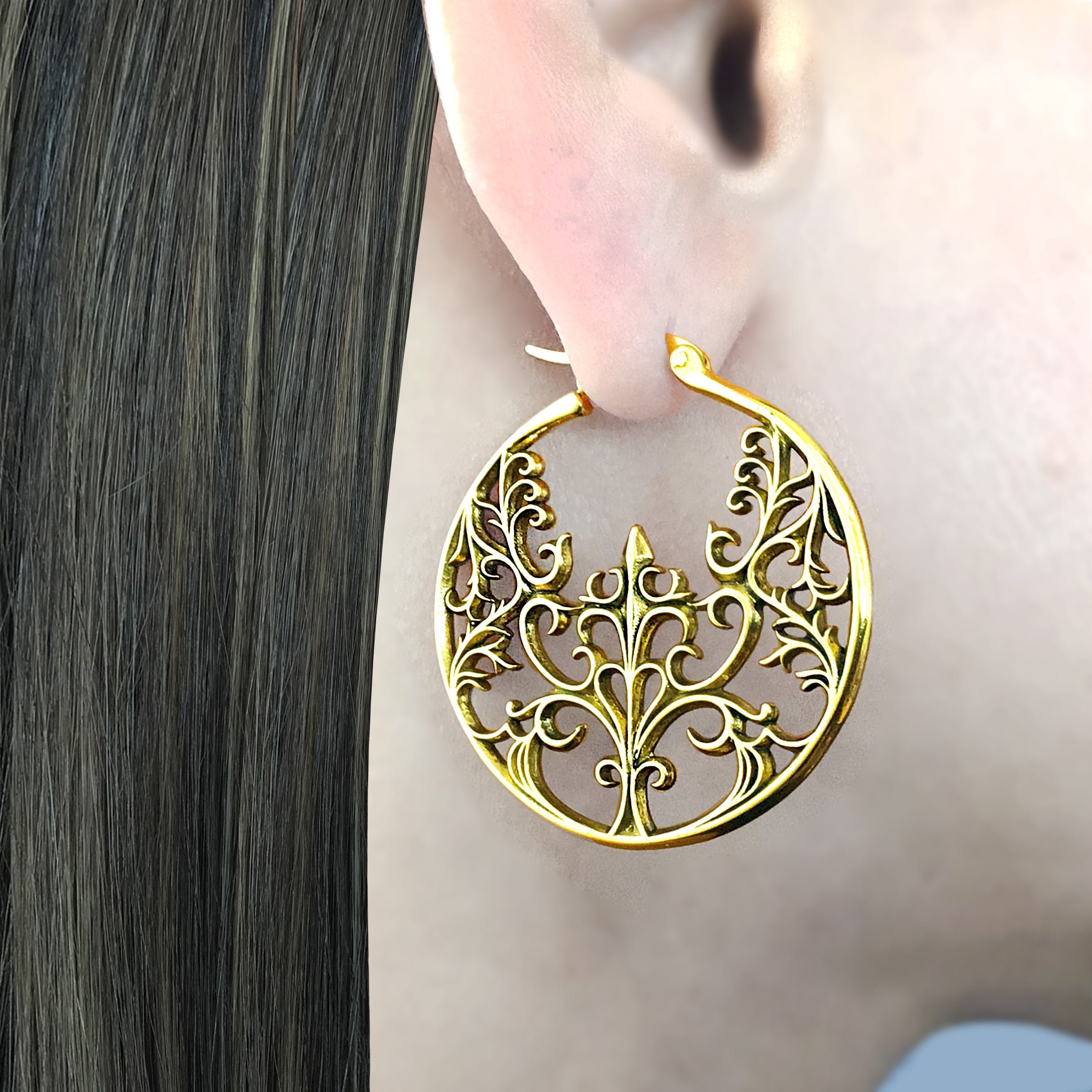 Gothic Iron Lace hoop earrings
