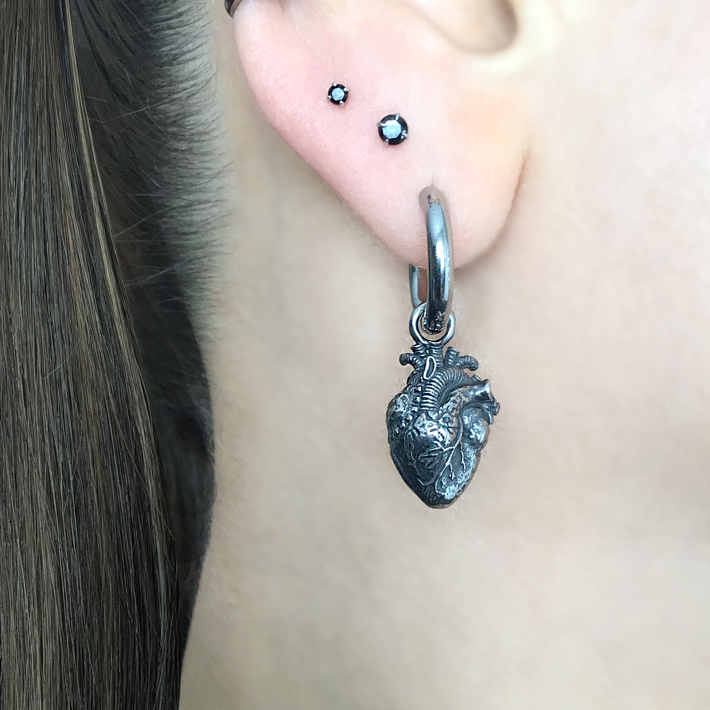 Anatomical Heart Hoop Earrings