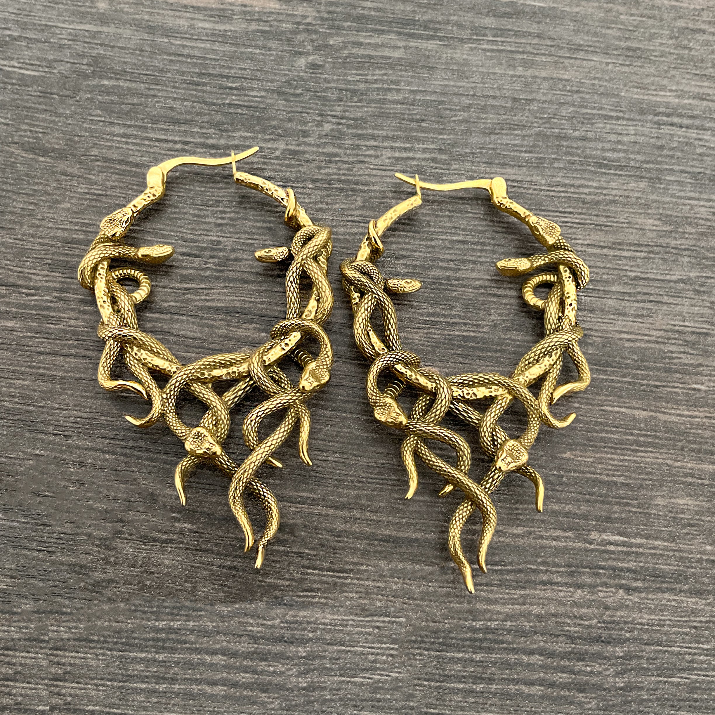 Snake hoop earrings in Gold