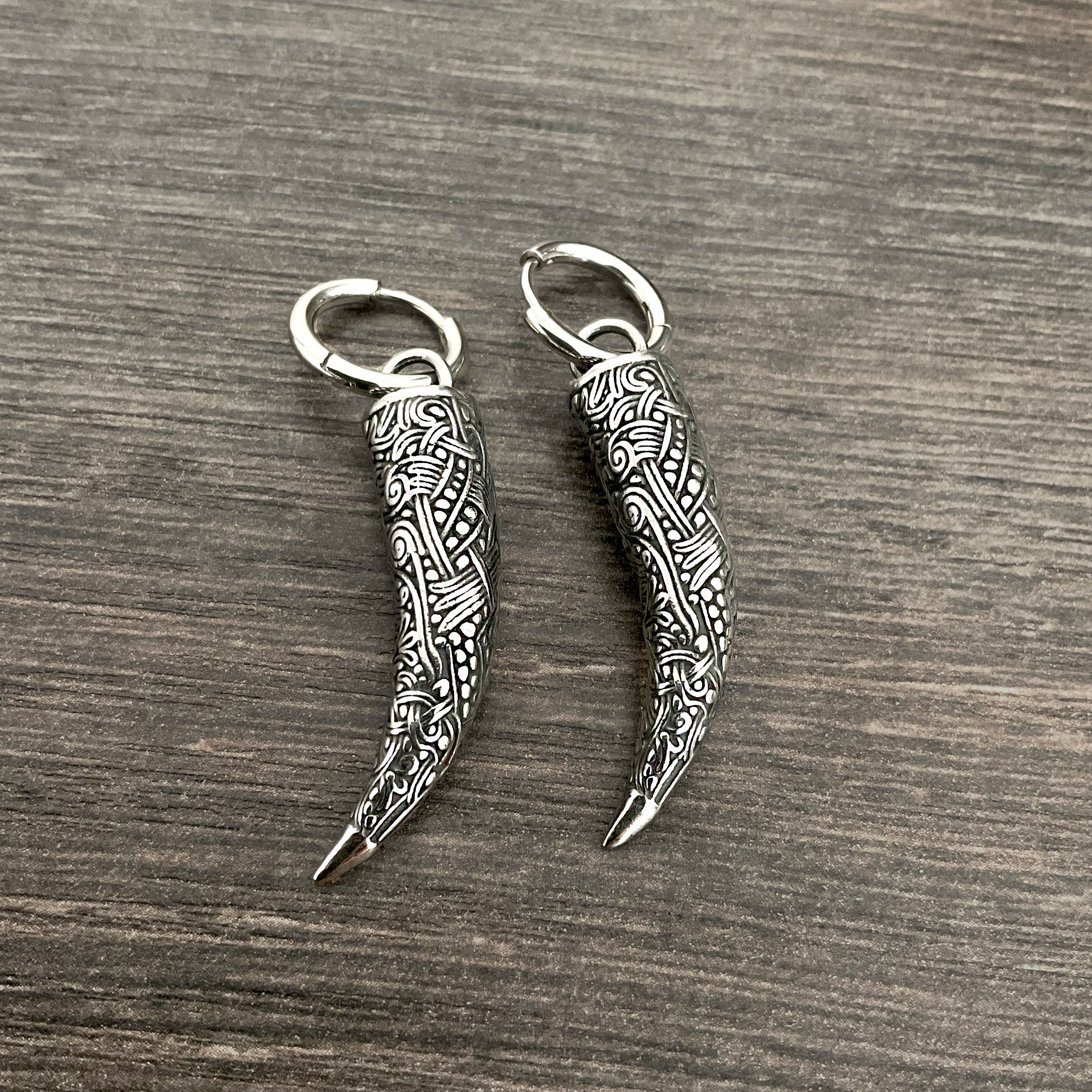 Tribal Horn hoop earrings