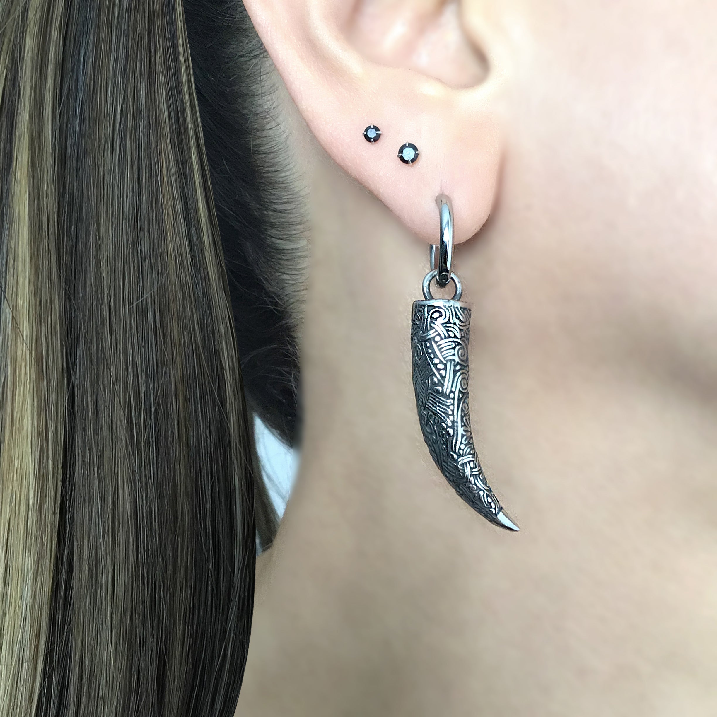 Tribal Horn hoop earrings