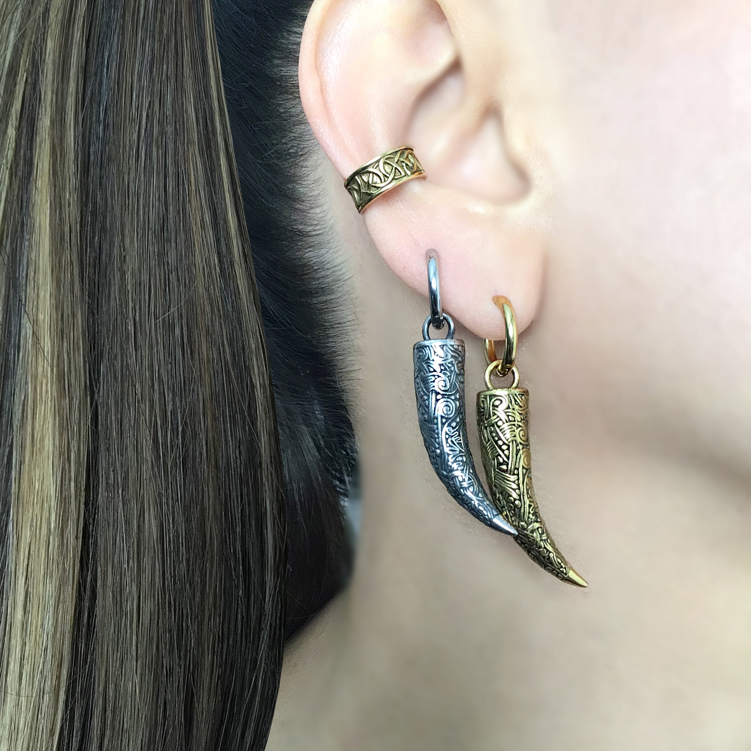 Tribal Horn hoop earrings