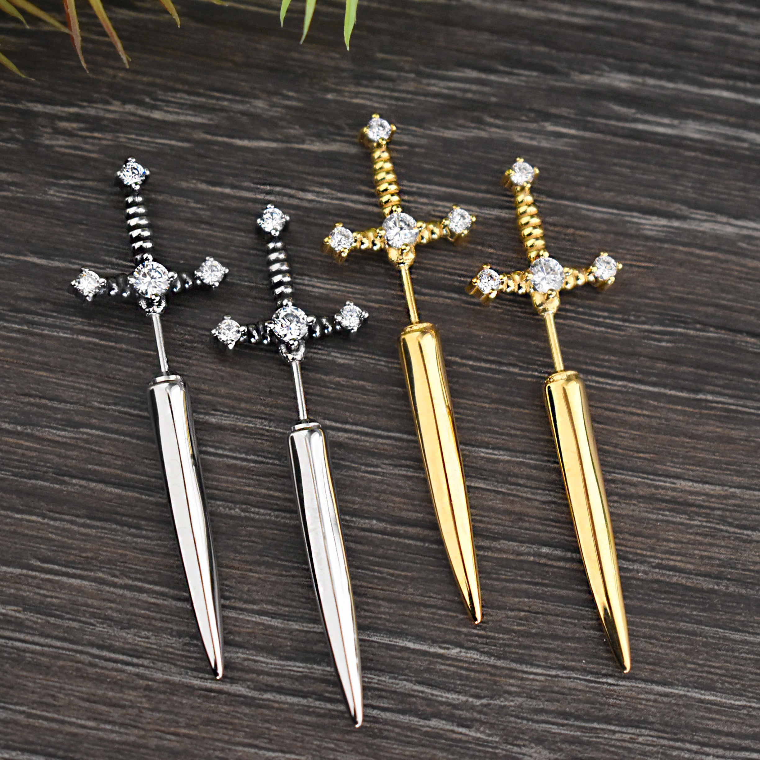 Kali Sword ear jacket with Clear CZ