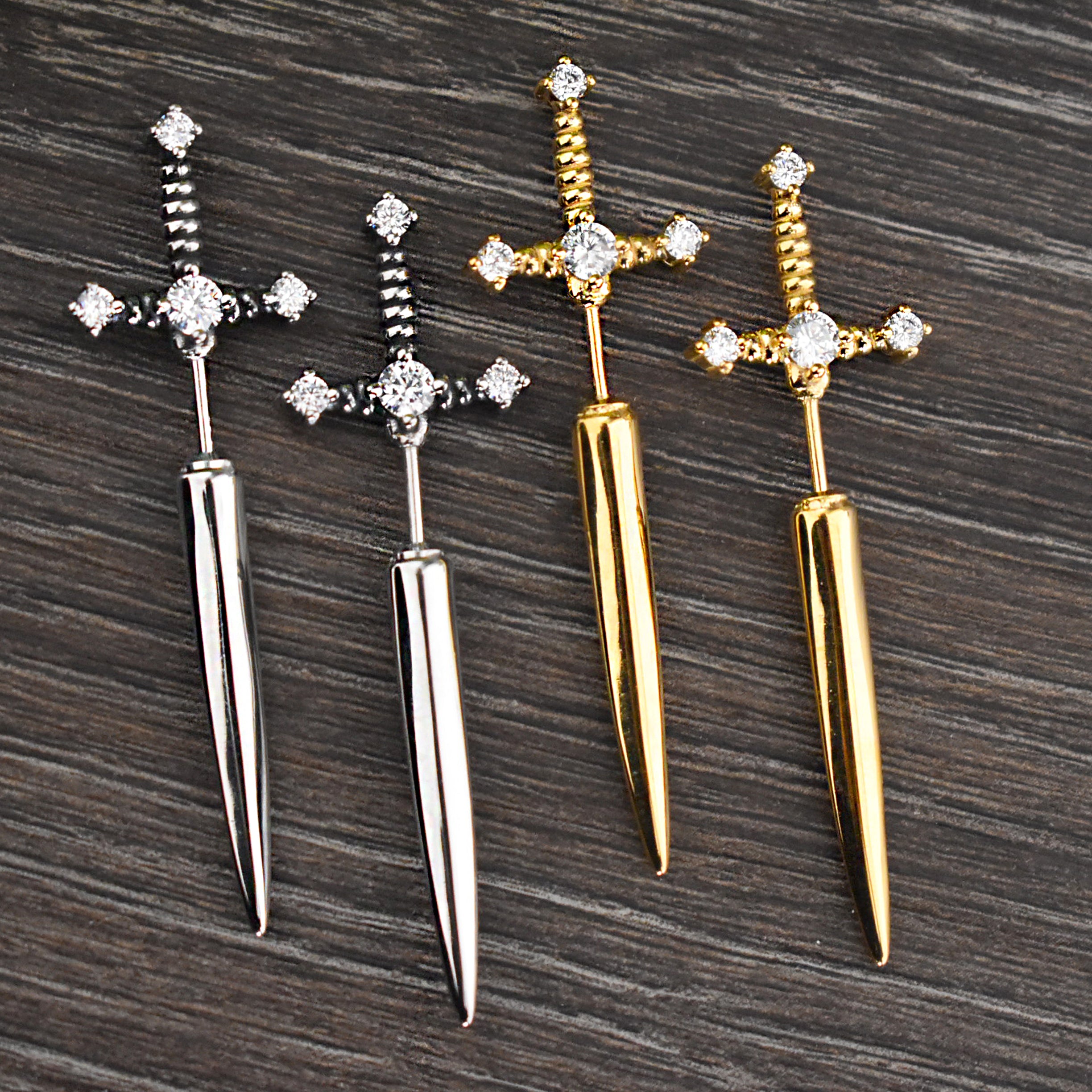 Kali Sword ear jacket with Clear CZ