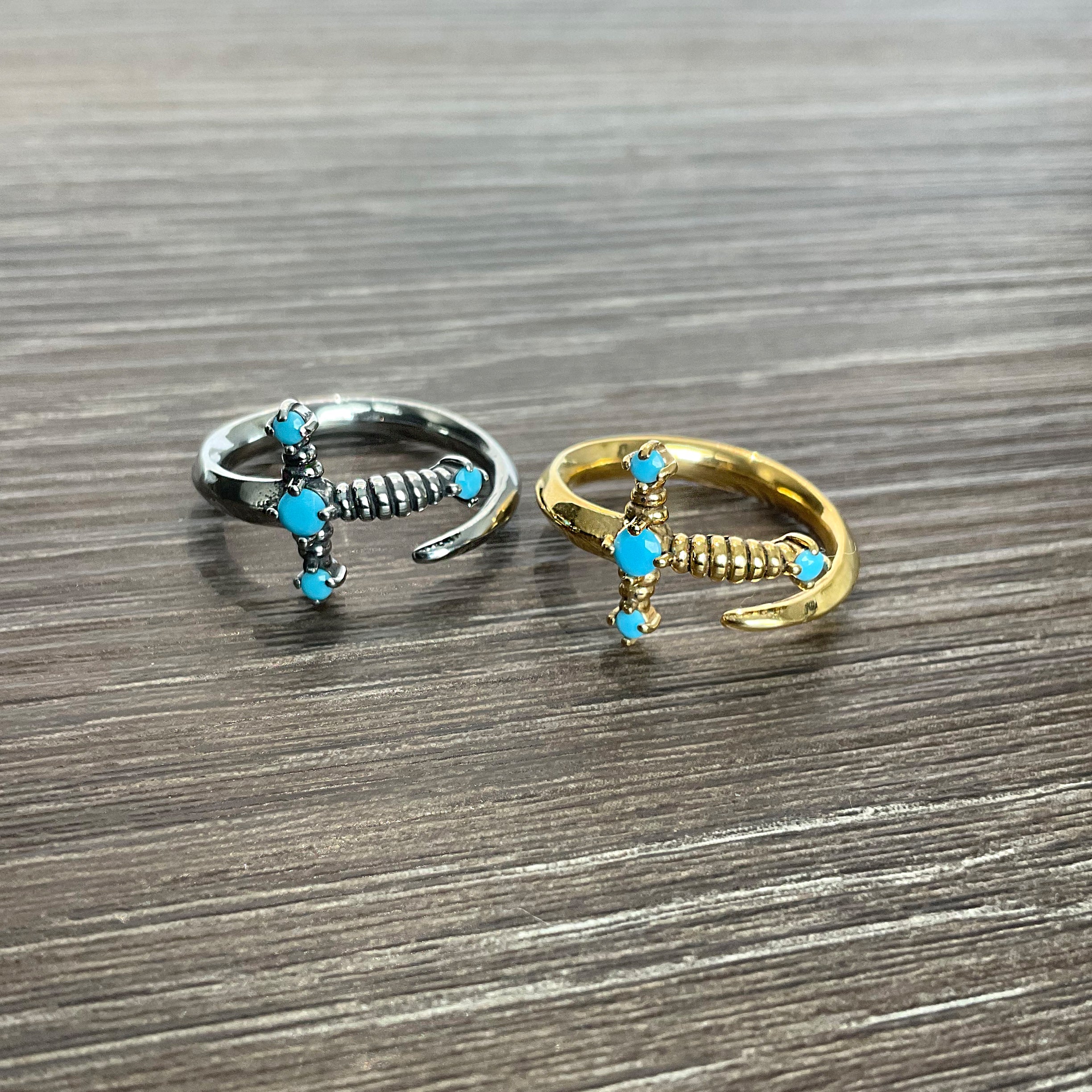 Kali Sword ring with Turquoise CZ stones