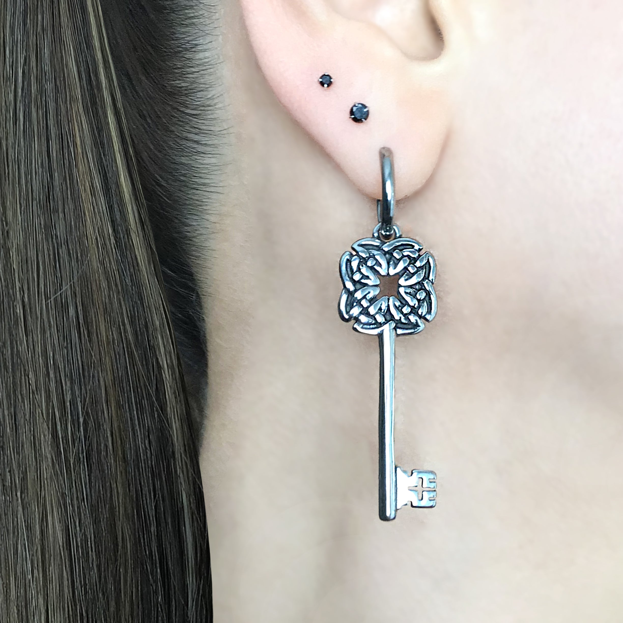 Celtic Key hoop earrings