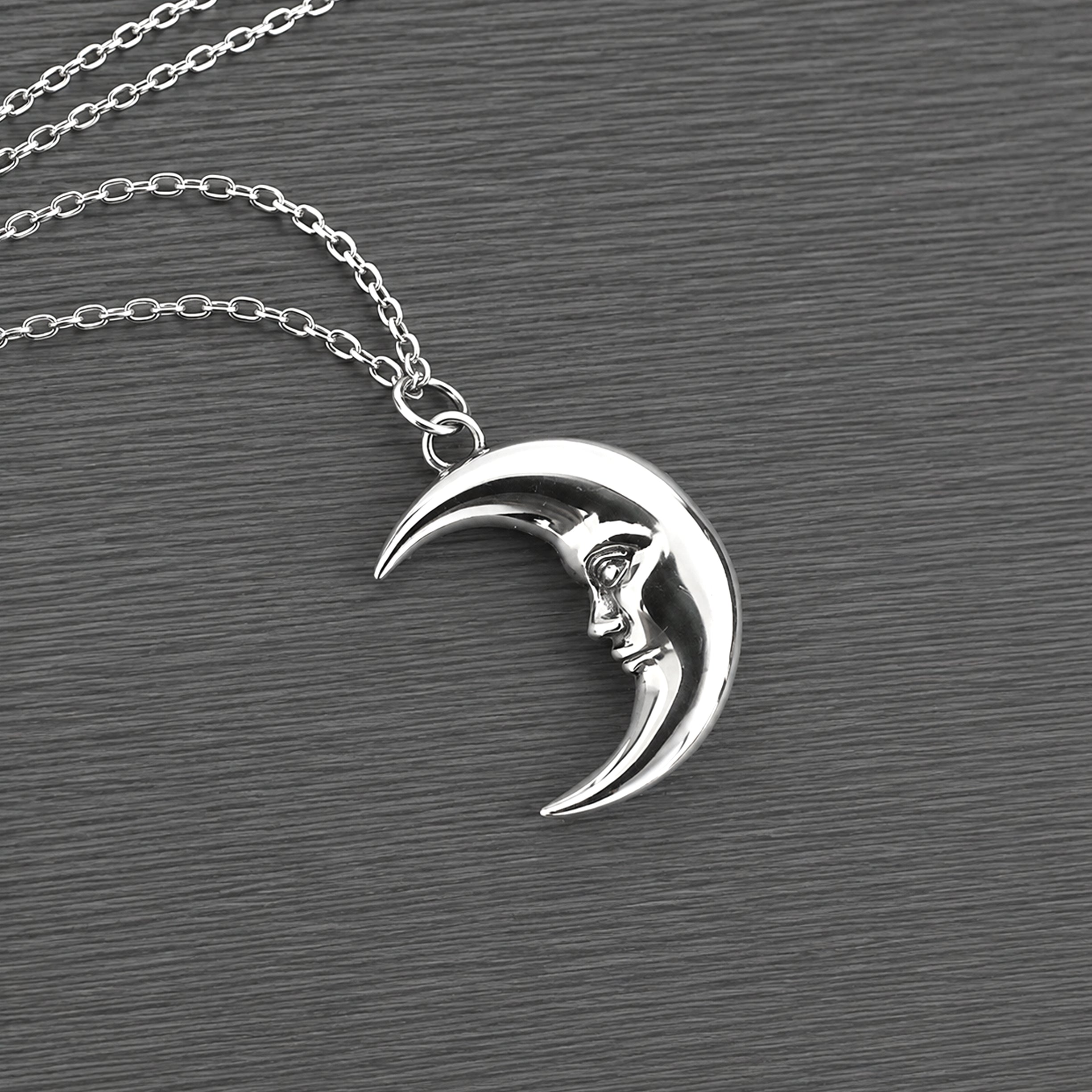 Crescent Moon Face Necklace