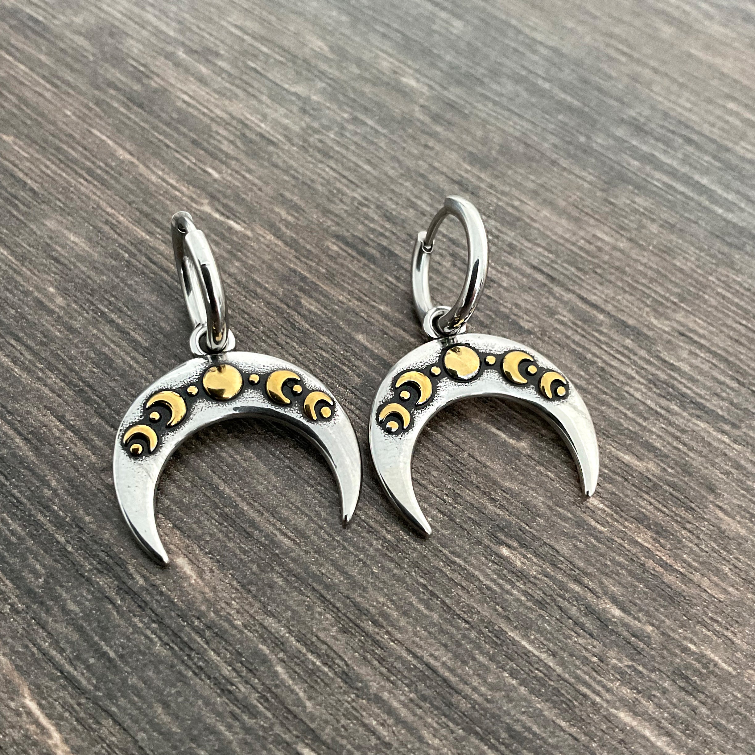 Moon phase hoop earrings