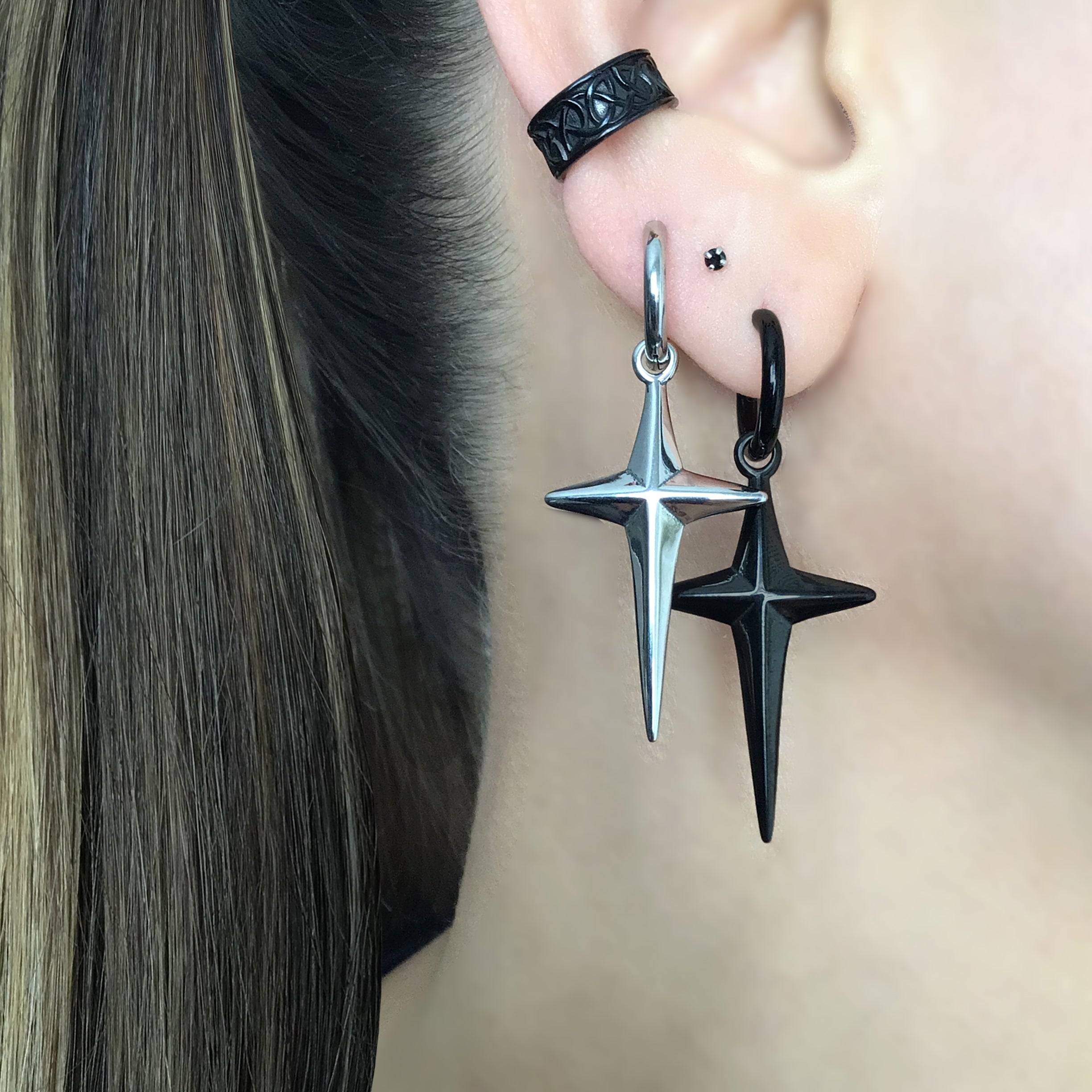 North Star hoop earrings