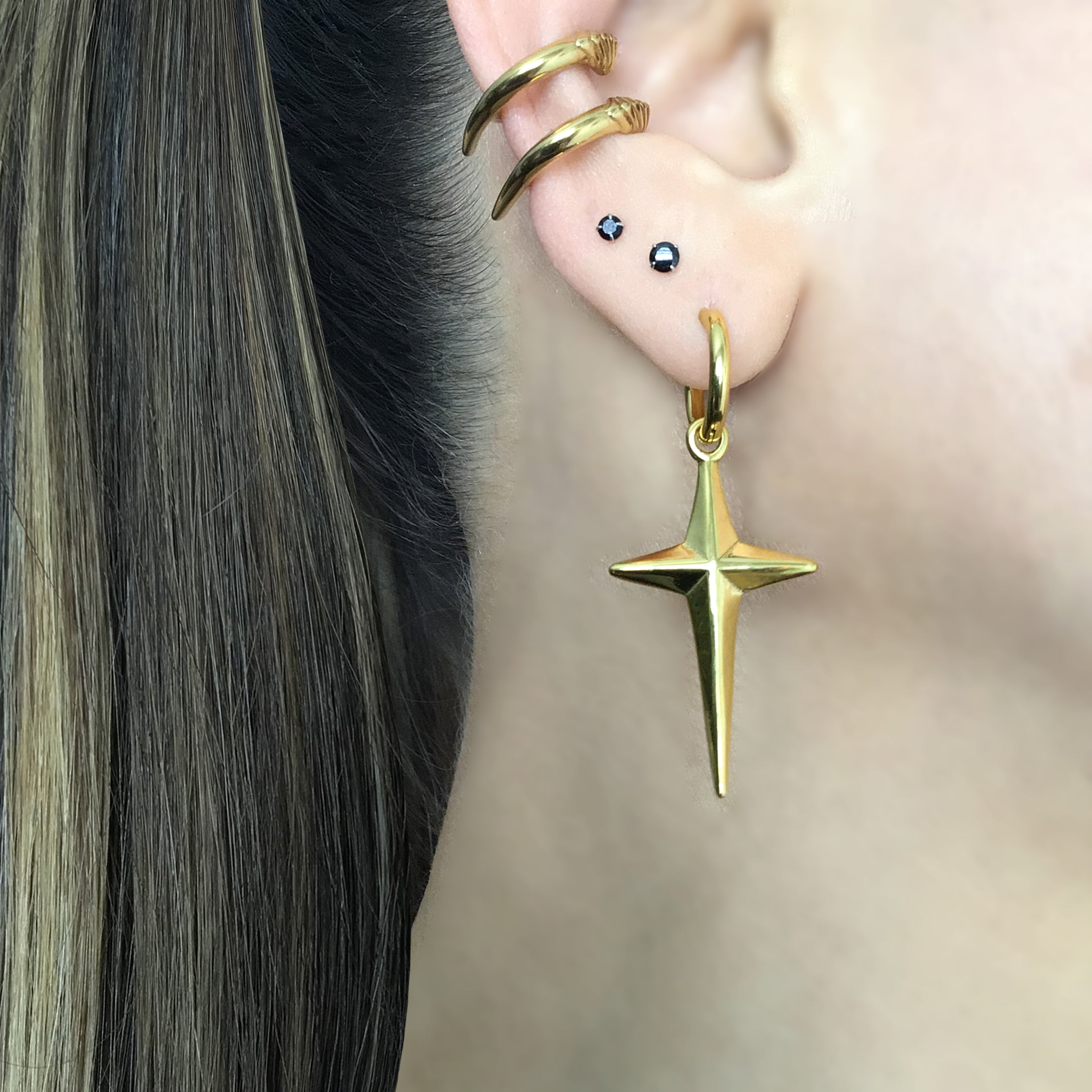 North Star hoop earrings