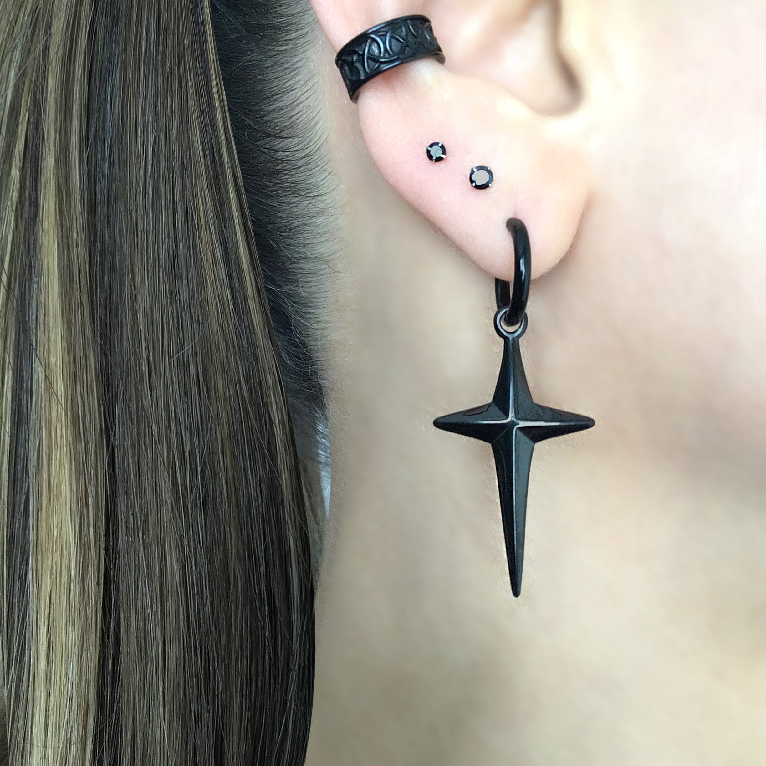 North Star hoop earrings