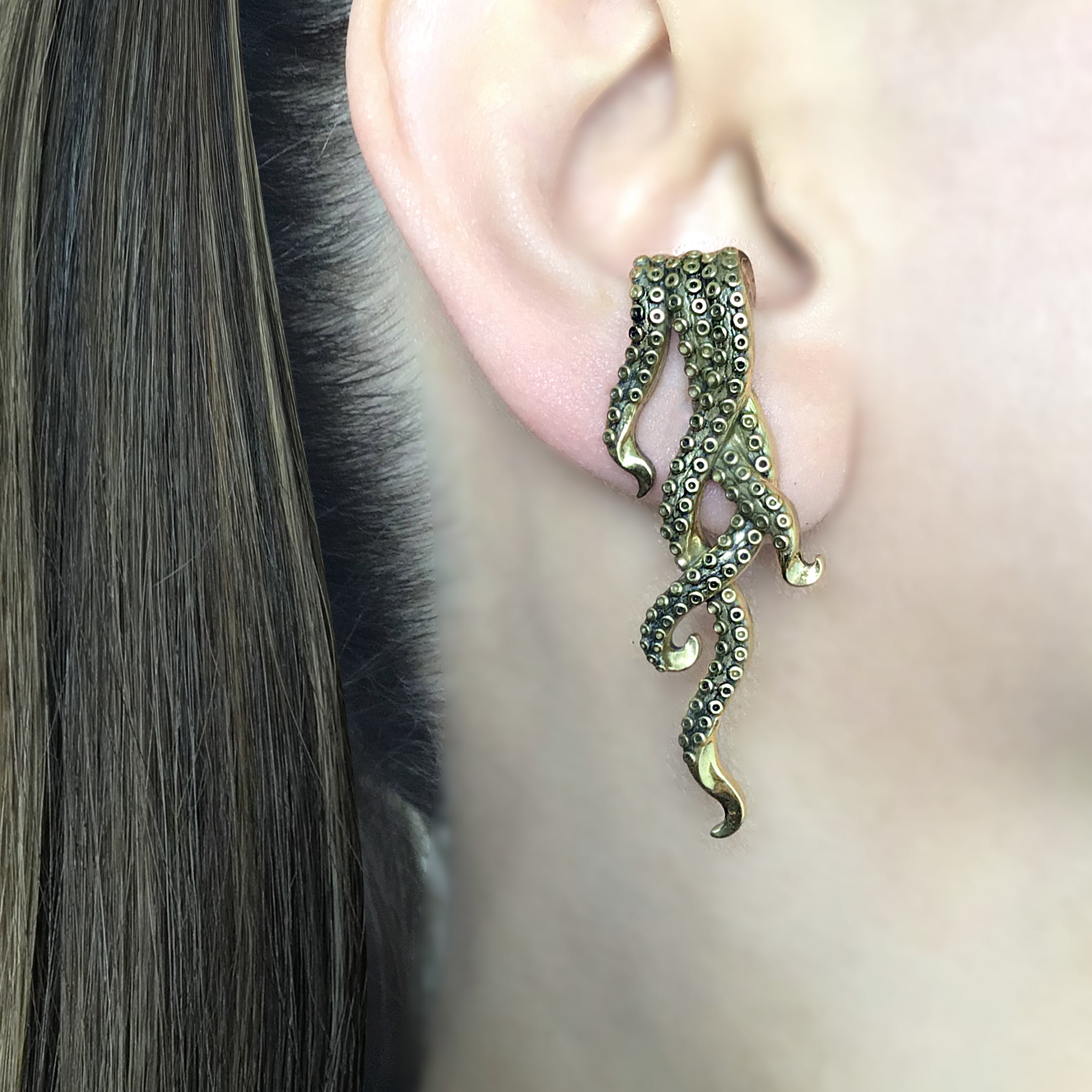 Octopus Ear hook earrings in Silver