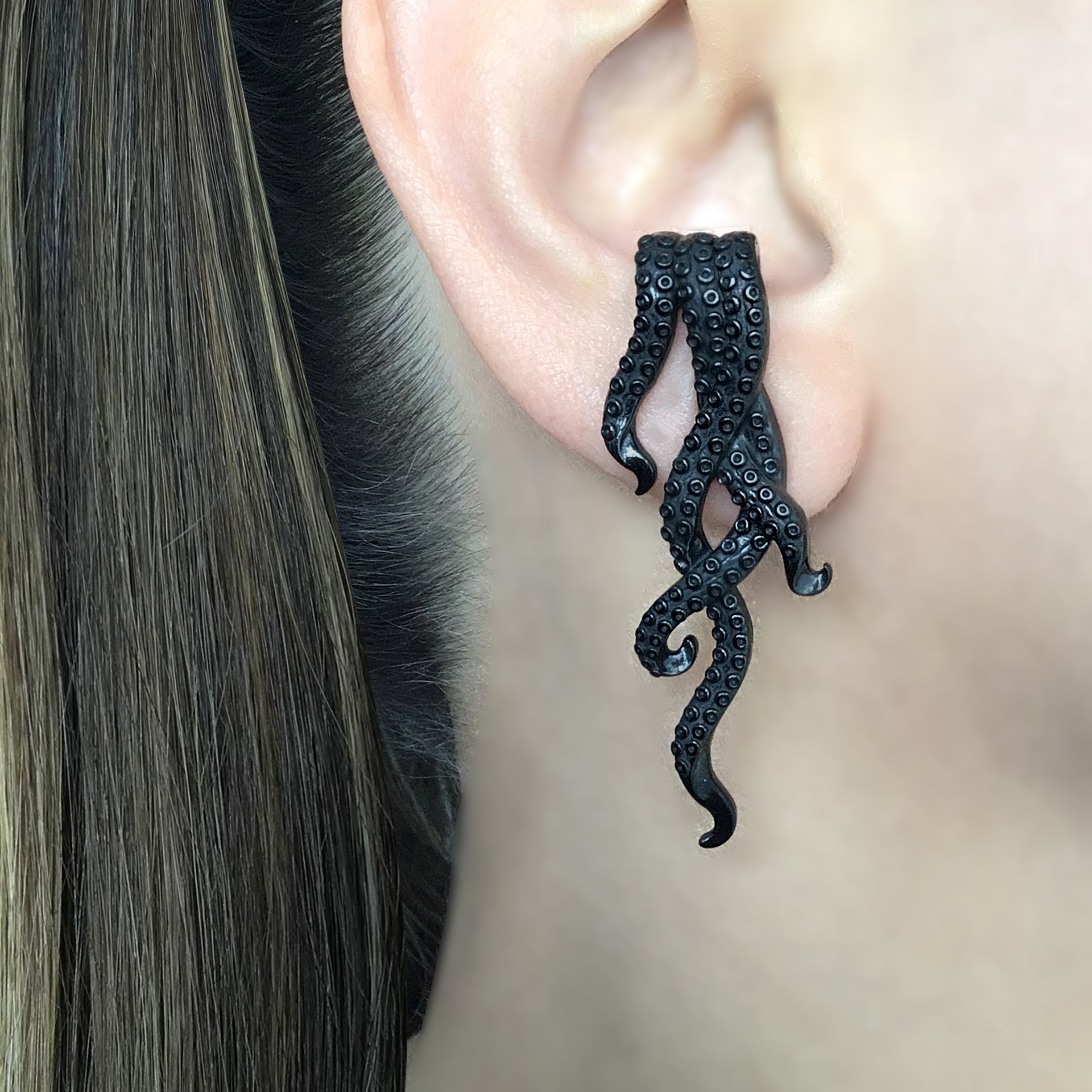 Octopus Ear hook earrings in Silver